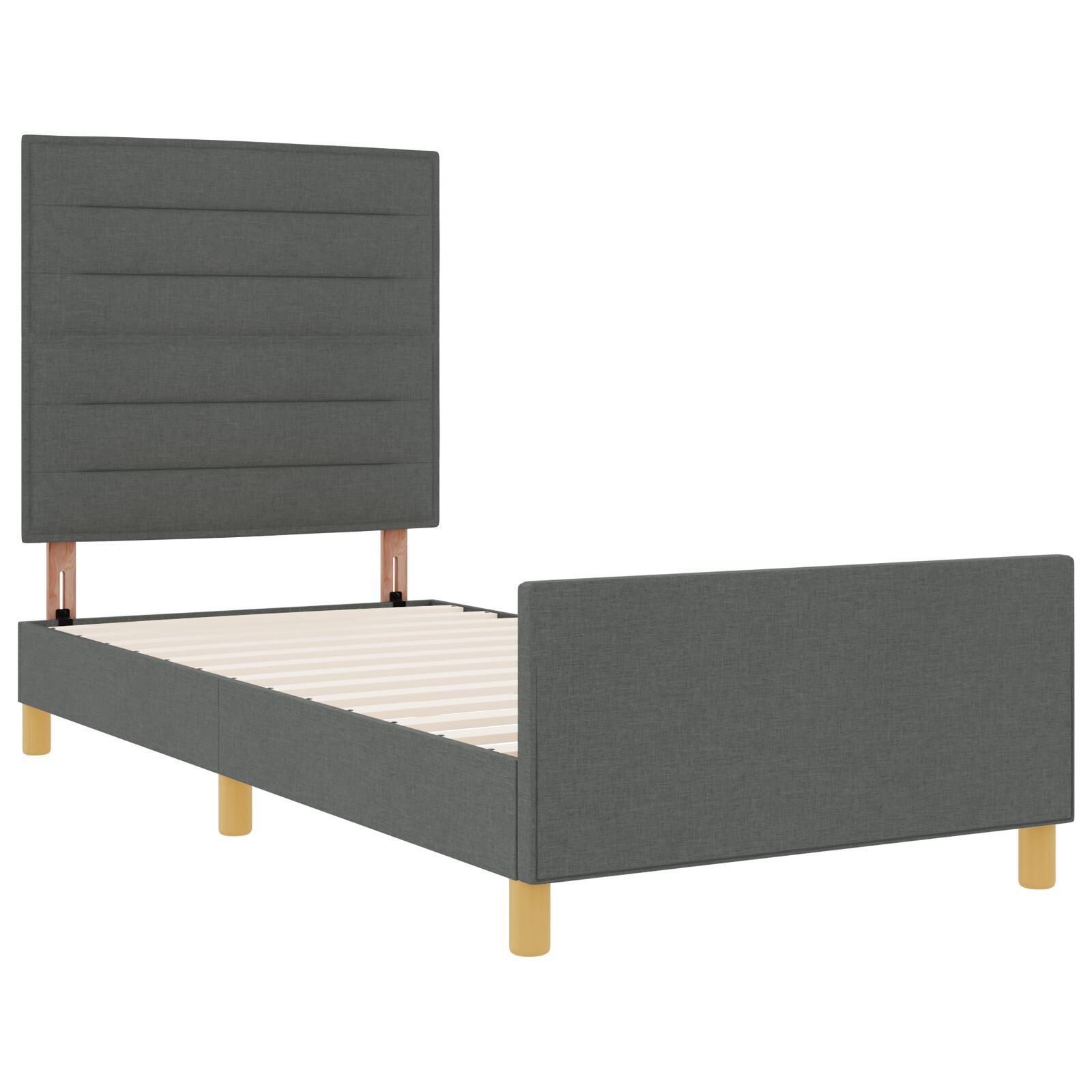 vidaXL Cadru de pat cu headboard Gri închis 100 x 200 cm țesătură