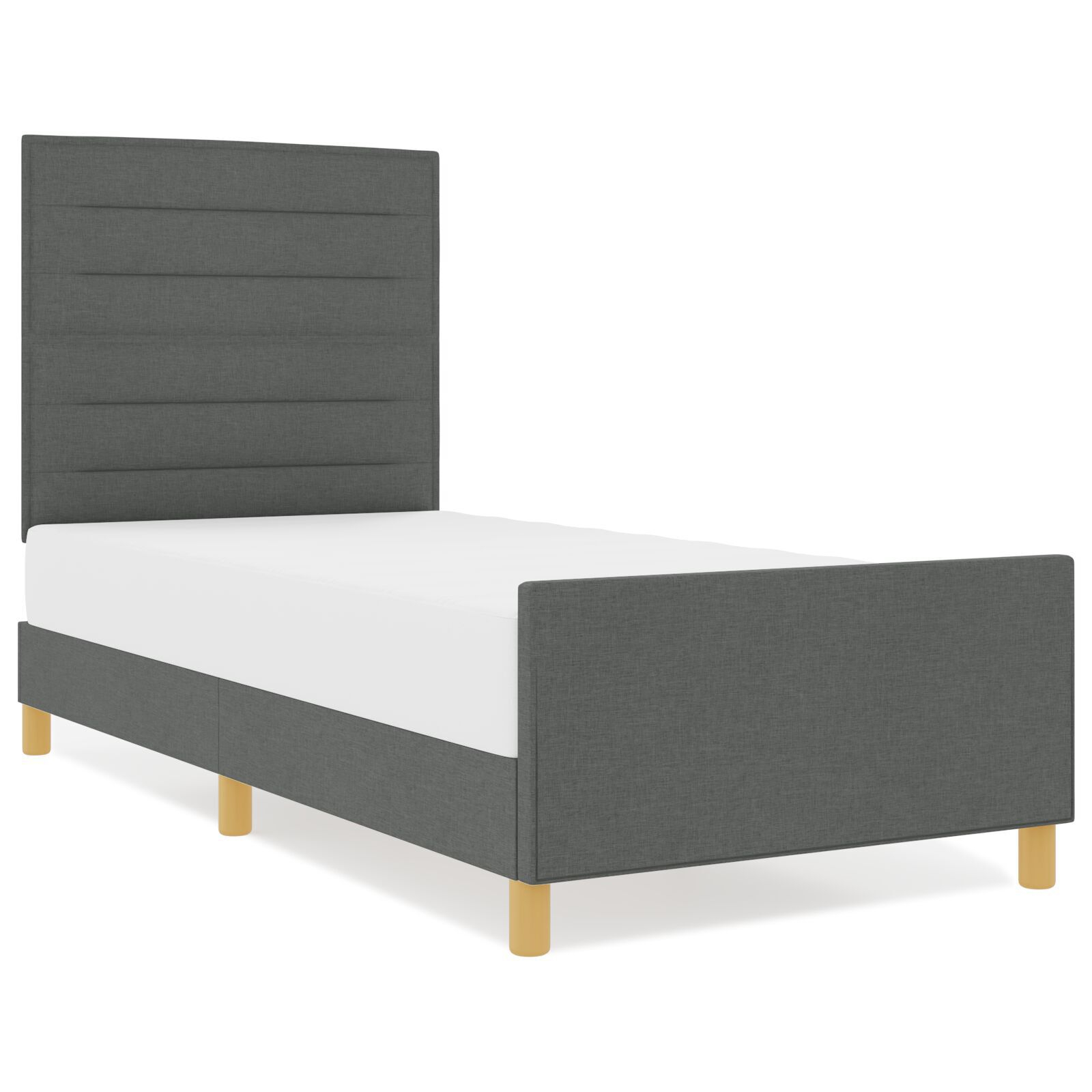 vidaXL Cadru de pat cu headboard Gri închis 100 x 200 cm țesătură
