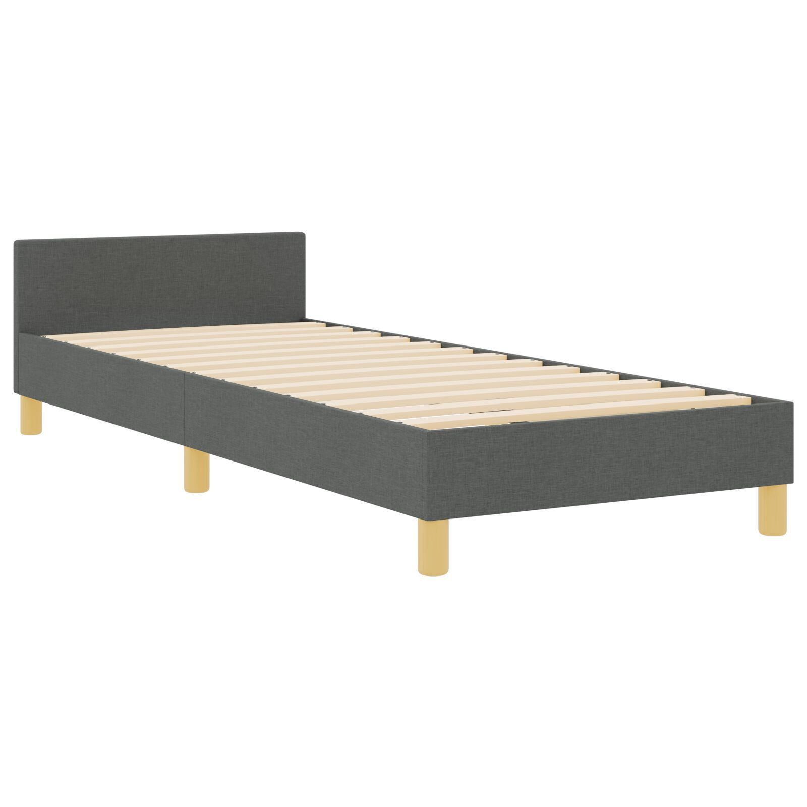 vidaXL Cadru de pat cu headboard Gri închis 100 x 200 cm țesătură