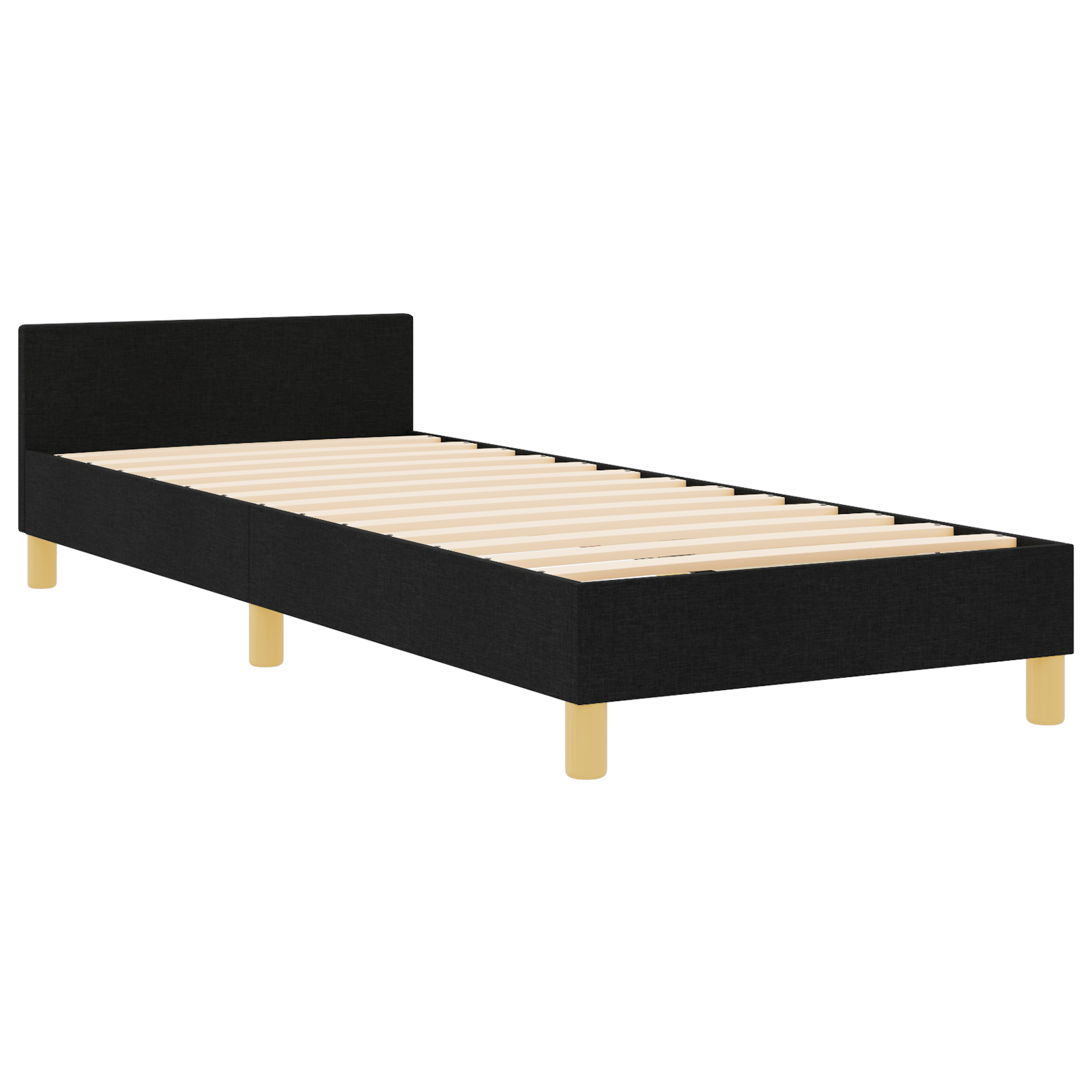 vidaXL Cadru de pat cu headboard Negru 100 x 200 cm țesătură vidaXL Cadru de pat cu headboard Negru 100 x 200 cm țesătură