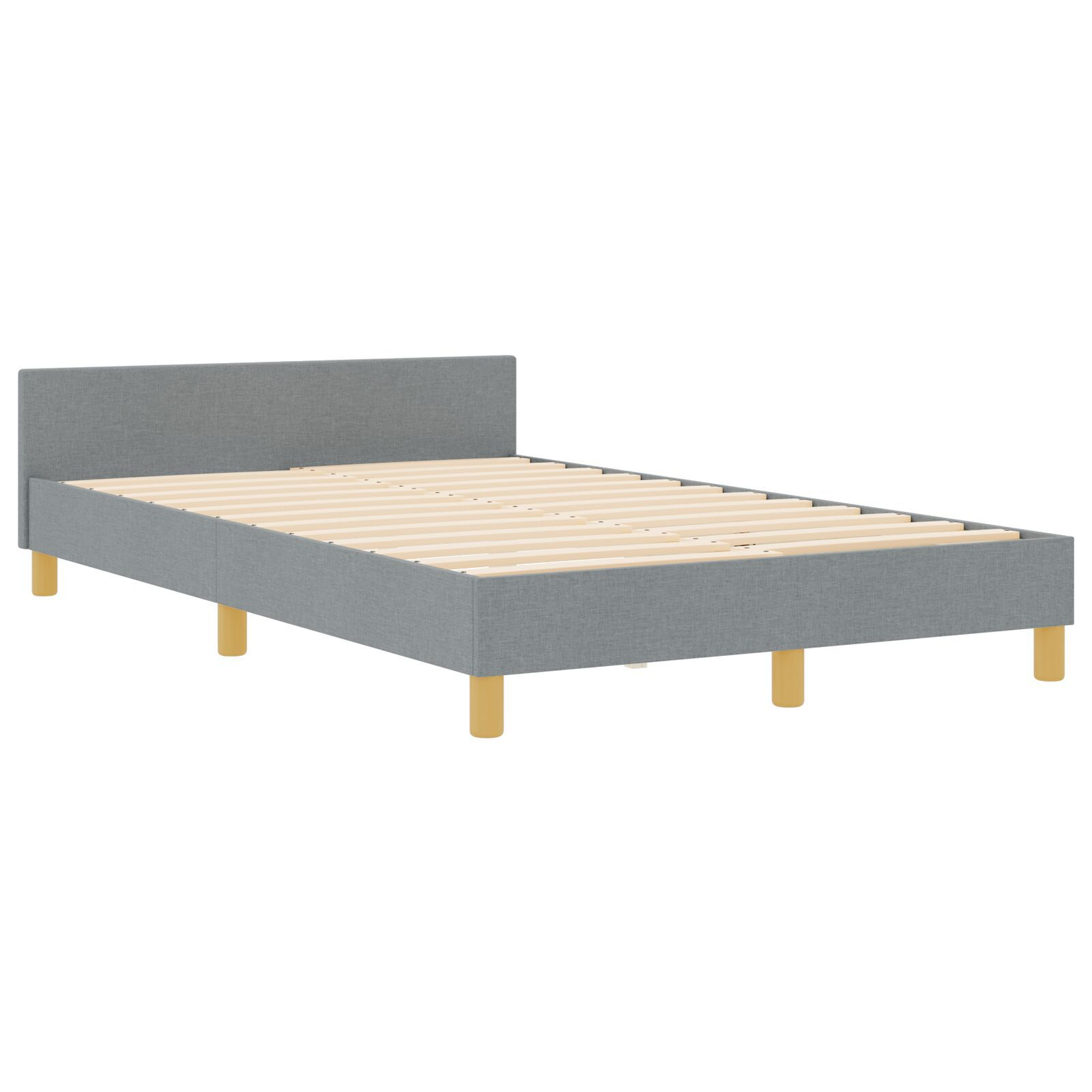 vidaXL Cadru de pat cu headboard Gri deschis 120 x 190 cm țesătură vidaXL Cadru de pat cu headboard Gri deschis 120 x 190 cm țesătură