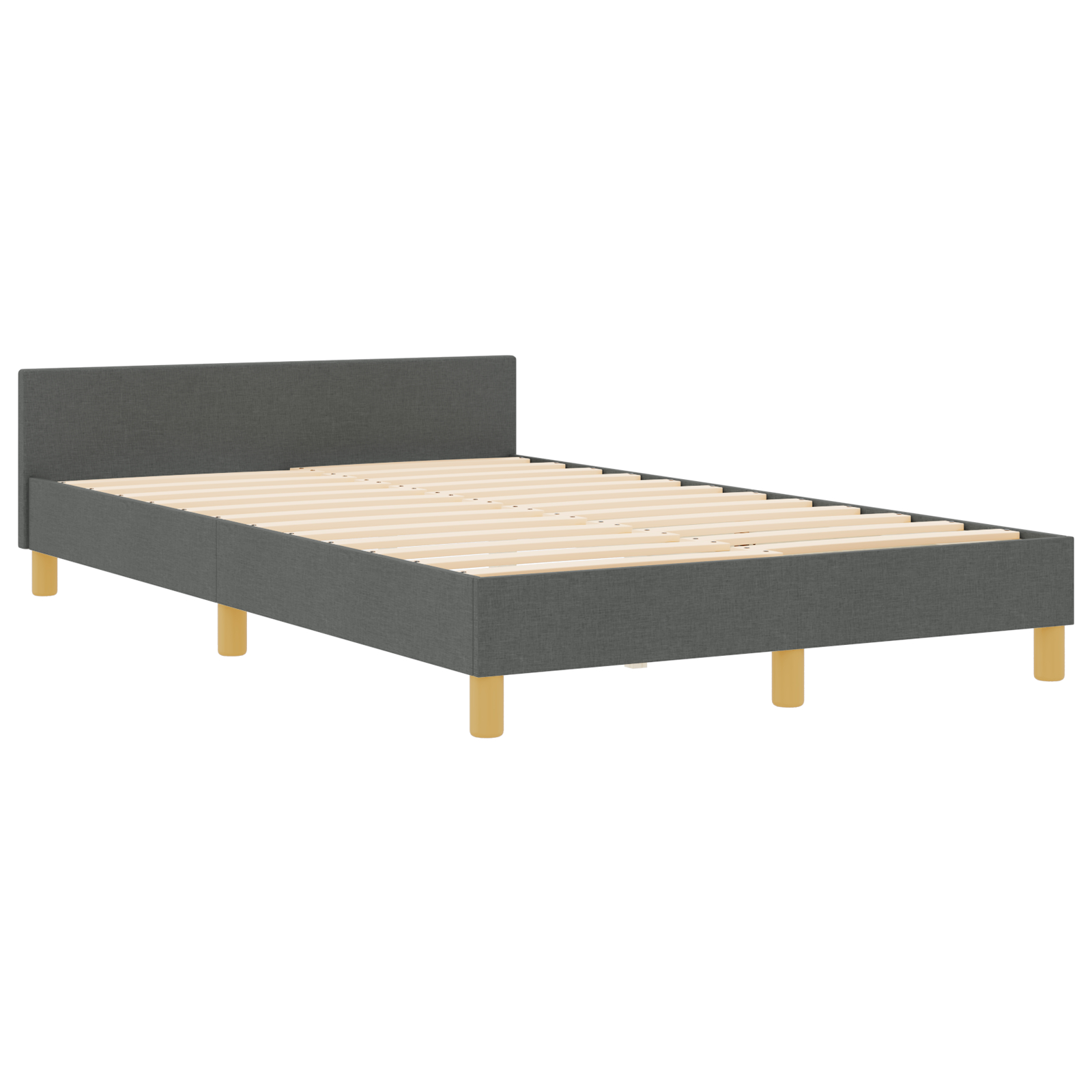 vidaXL Cadru de pat cu headboard Gri închis 120 x 190 cm țesătură vidaXL Cadru de pat cu headboard Gri închis 120 x 190 cm țesătură