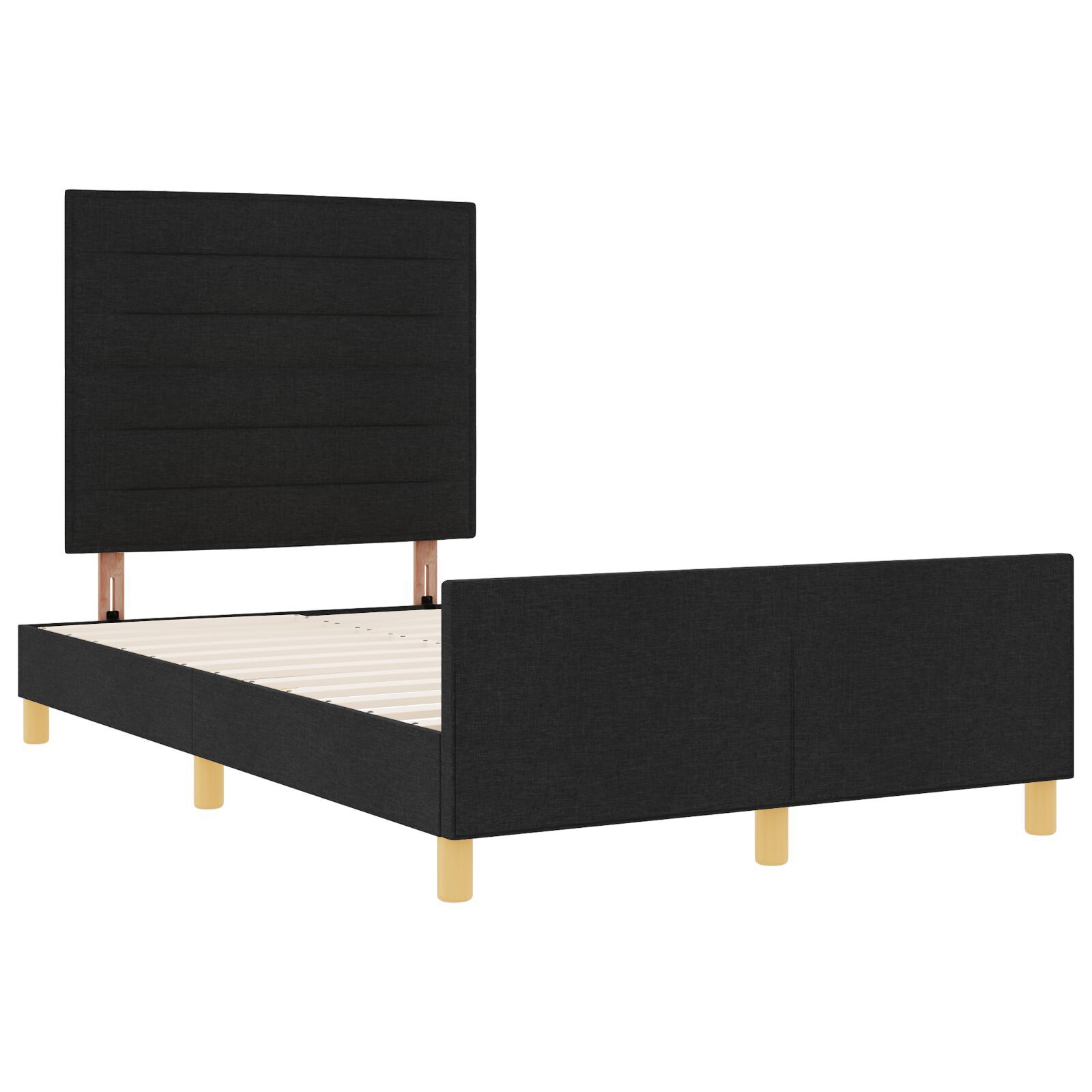 vidaXL Cadru de pat cu headboard Negru 120 x 200 cm țesătură vidaXL Cadru de pat cu headboard Negru 120 x 200 cm țesătură