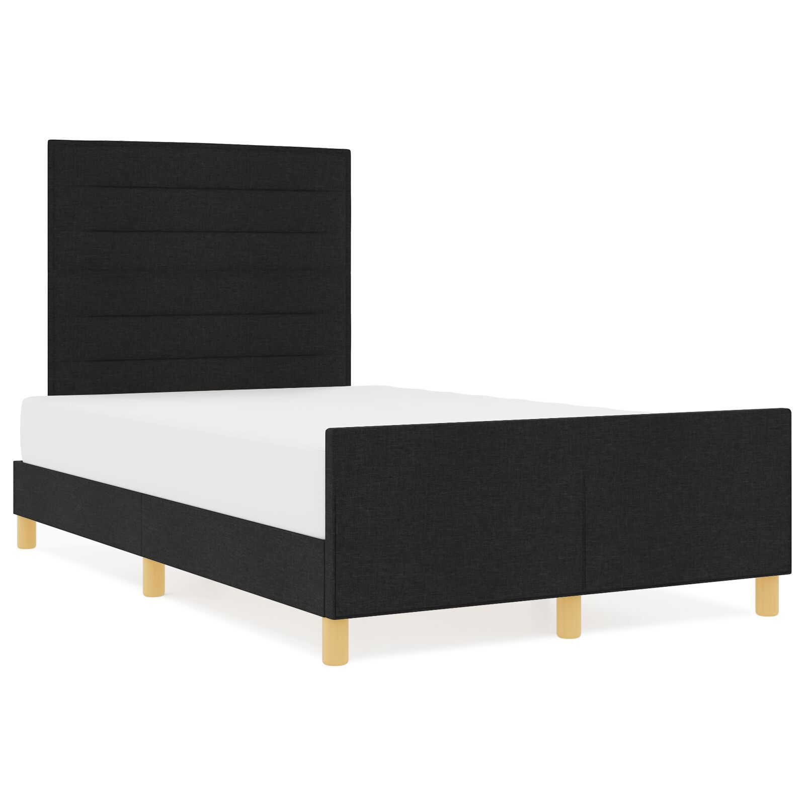 vidaXL Cadru de pat cu headboard Negru 120 x 200 cm țesătură vidaXL Cadru de pat cu headboard Negru 120 x 200 cm țesătură