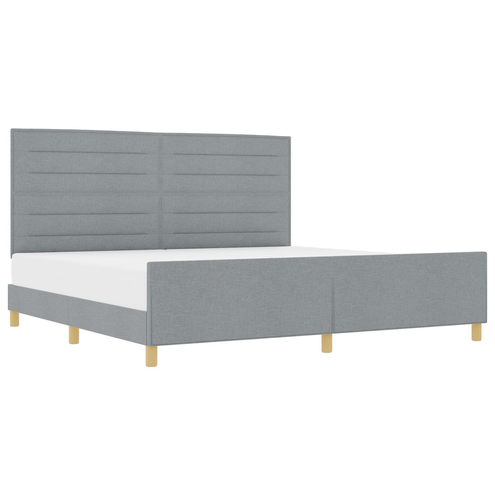 vidaXL Cadru de pat cu headboard Gri deschis 200 x 200 cm țesătură vidaXL Cadru de pat cu headboard Gri deschis 200 x 200 cm țesătură