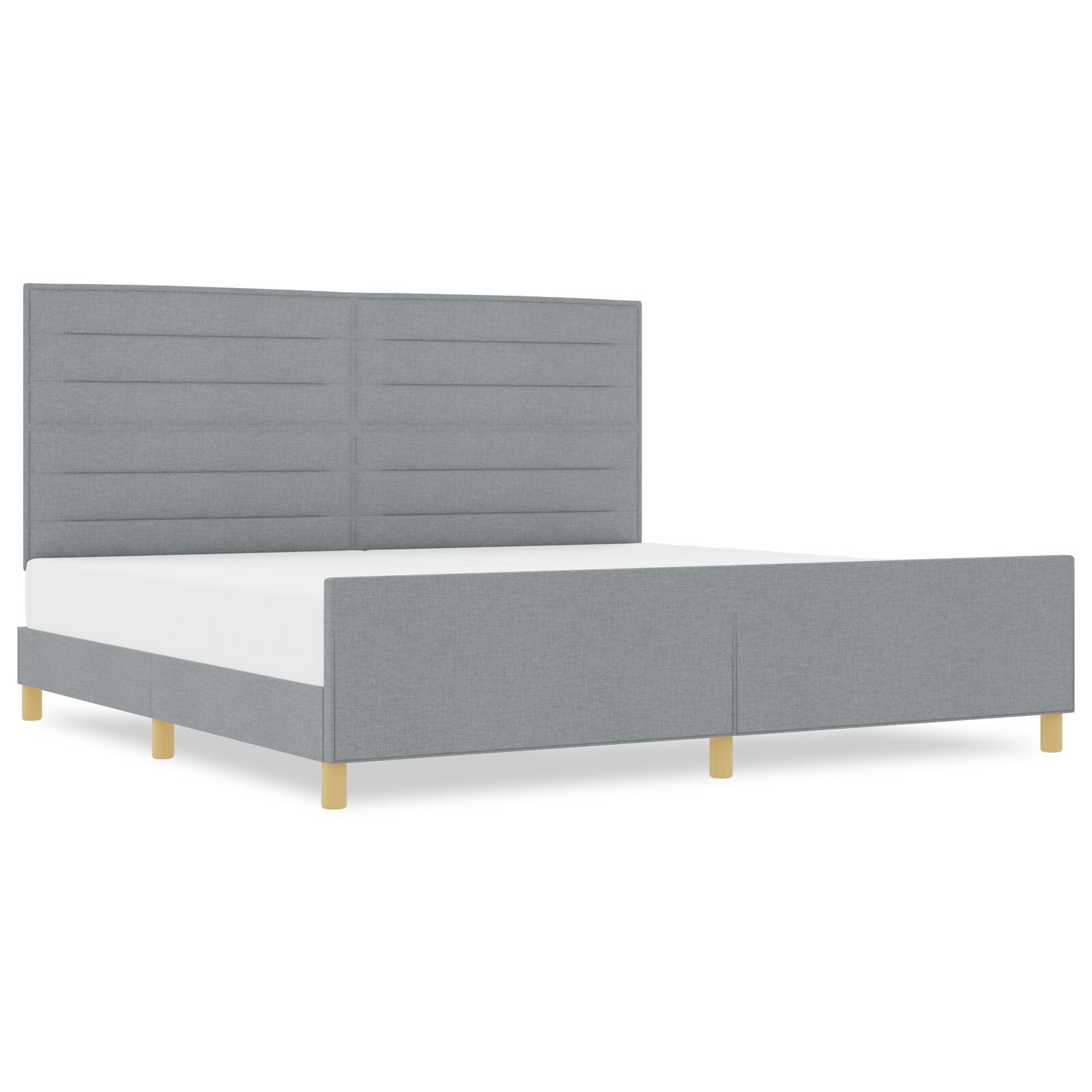 vidaXL Cadru de pat cu headboard Gri deschis 200 x 200 cm țesătură vidaXL Cadru de pat cu headboard Gri deschis 200 x 200 cm țesătură
