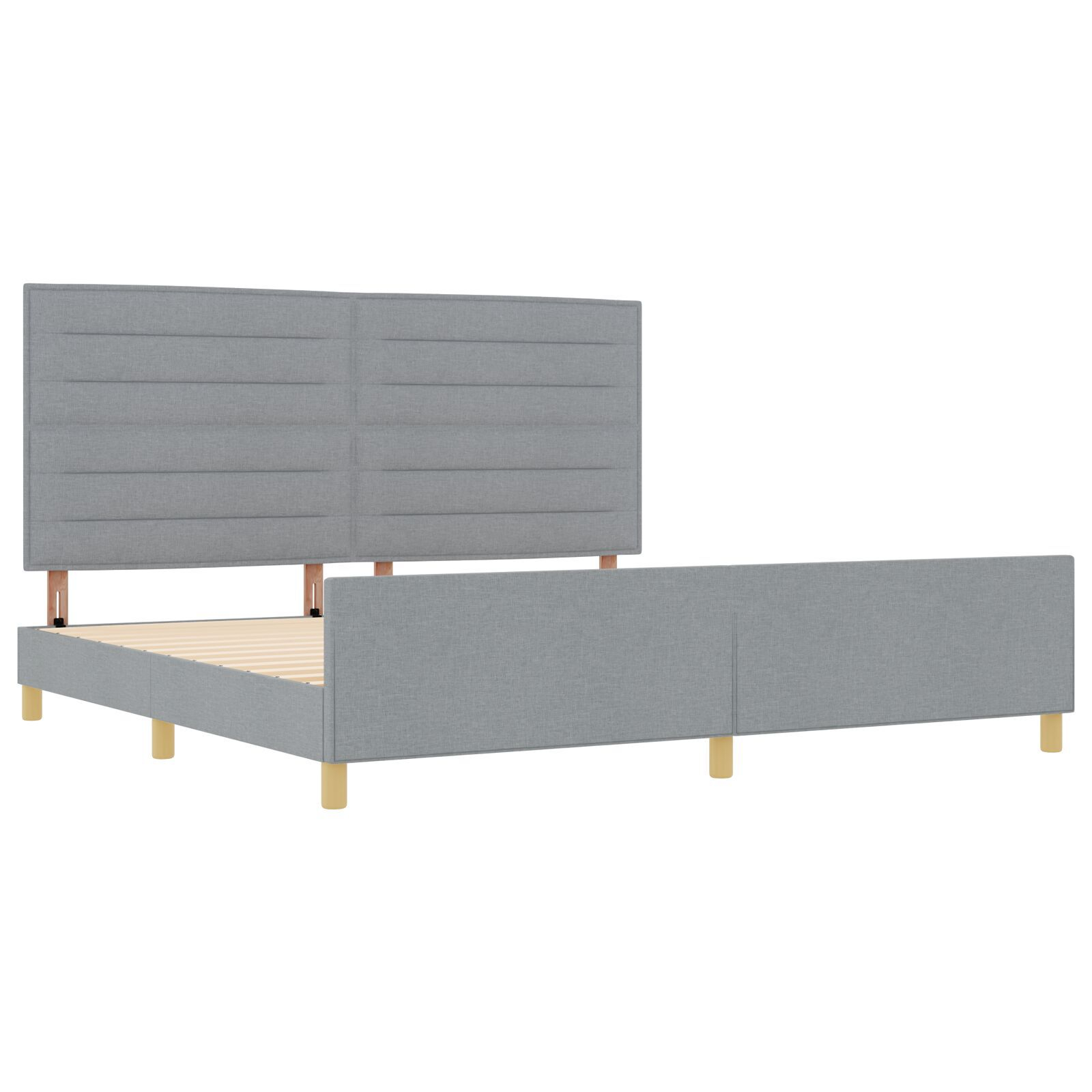 vidaXL Cadru de pat cu headboard Gri deschis 200 x 200 cm țesătură vidaXL Cadru de pat cu headboard Gri deschis 200 x 200 cm țesătură