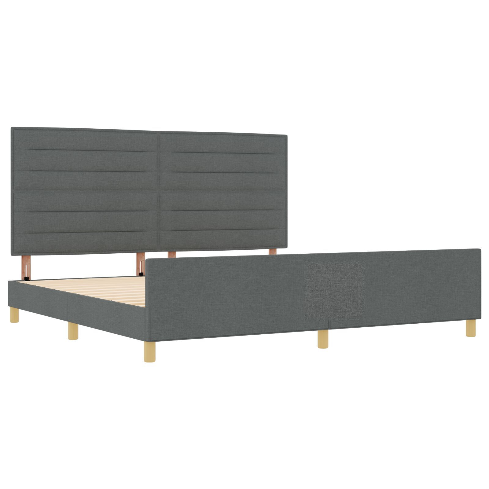 vidaXL Cadru de pat cu headboard Gri închis 200 x 200 cm țesătură vidaXL Cadru de pat cu headboard Gri închis 200 x 200 cm țesătură