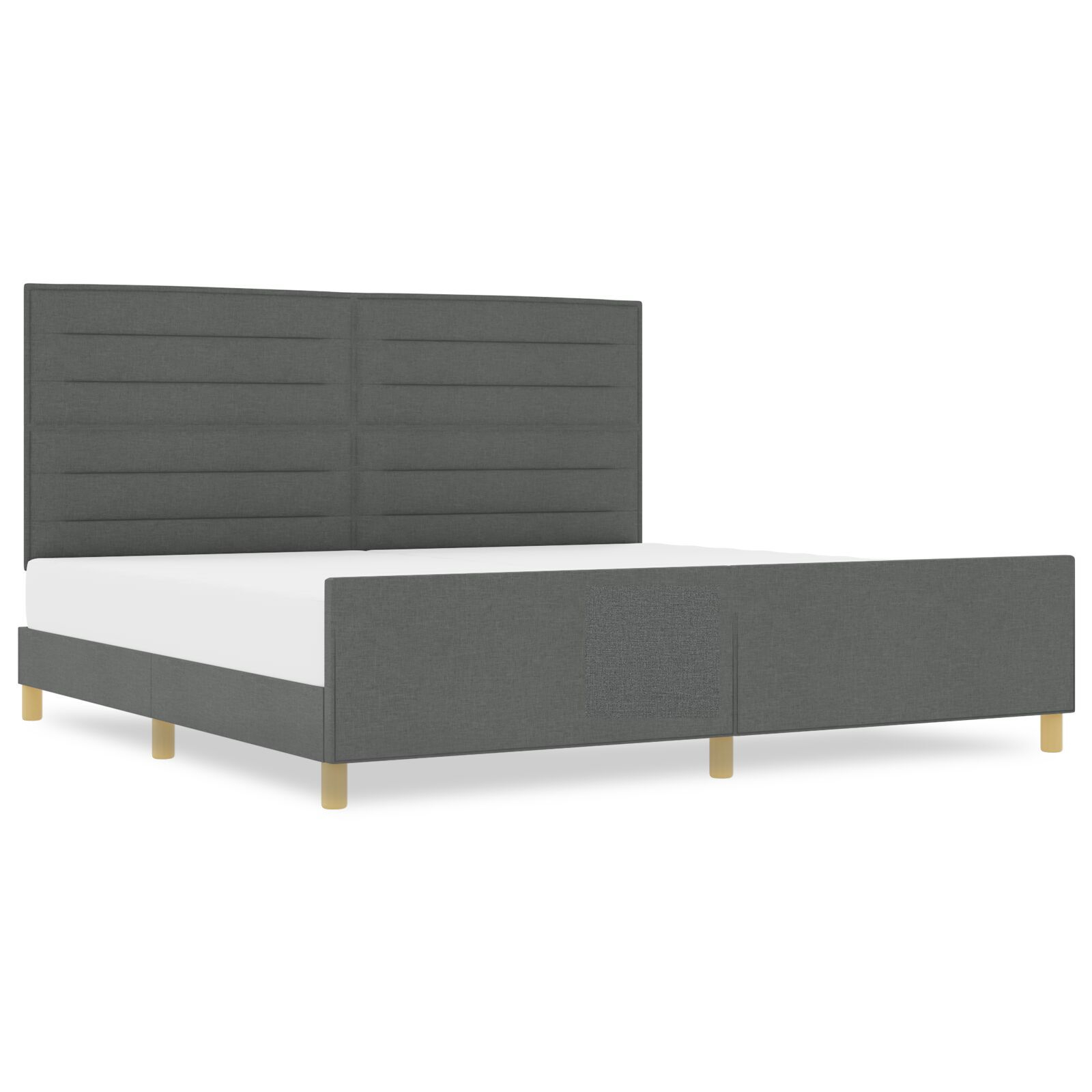 vidaXL Cadru de pat cu headboard Gri închis 200 x 200 cm țesătură vidaXL Cadru de pat cu headboard Gri închis 200 x 200 cm țesătură