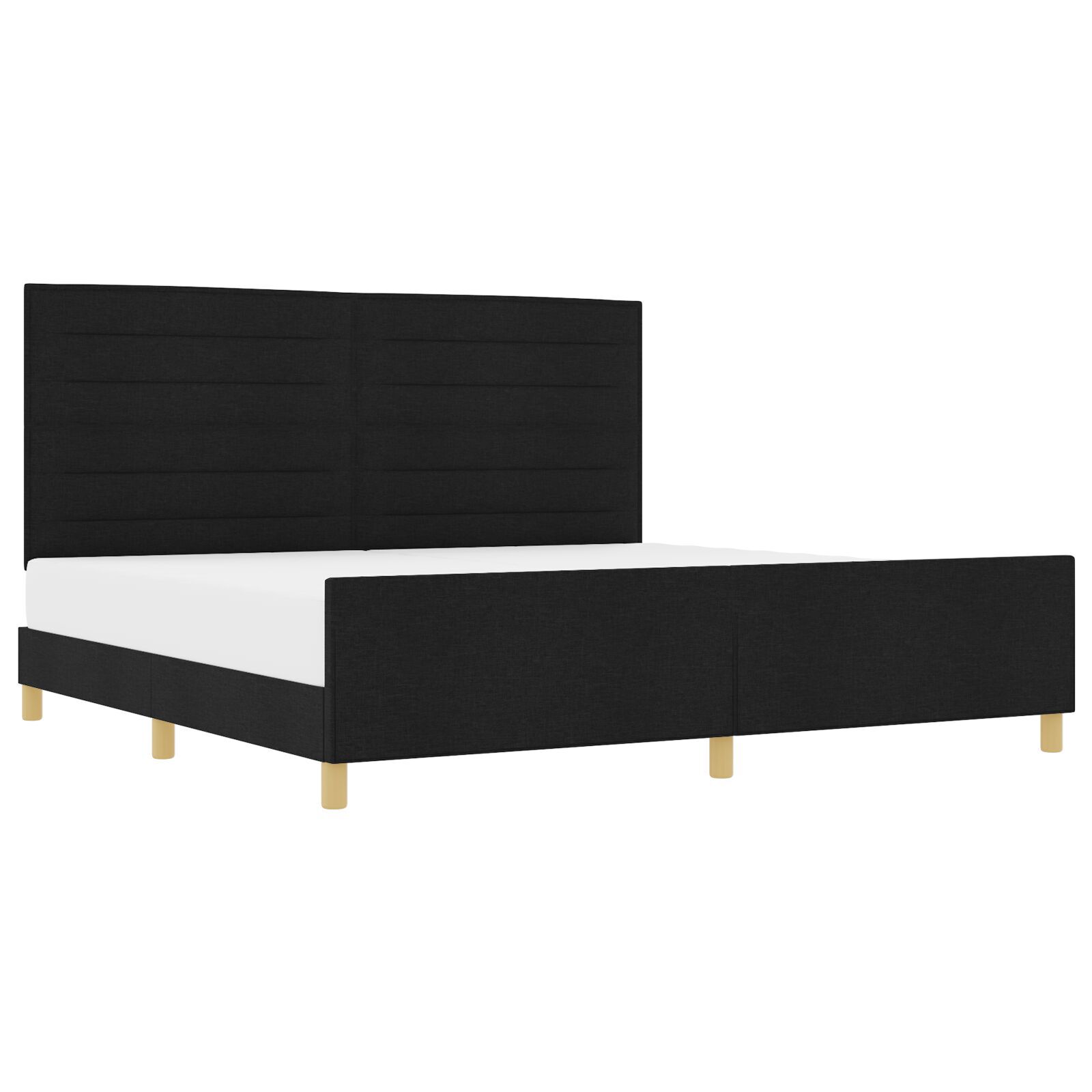 vidaXL Cadru de pat cu headboard Negru 200 x 200 cm țesătură vidaXL Cadru de pat cu headboard Negru 200 x 200 cm țesătură