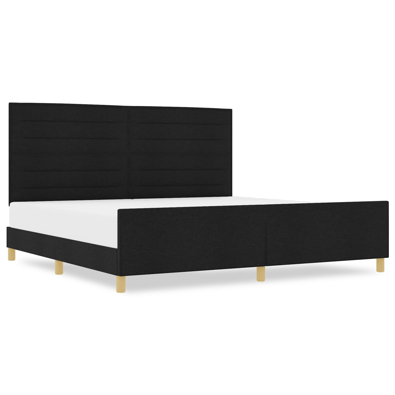 vidaXL Cadru de pat cu headboard Negru 200 x 200 cm țesătură vidaXL Cadru de pat cu headboard Negru 200 x 200 cm țesătură