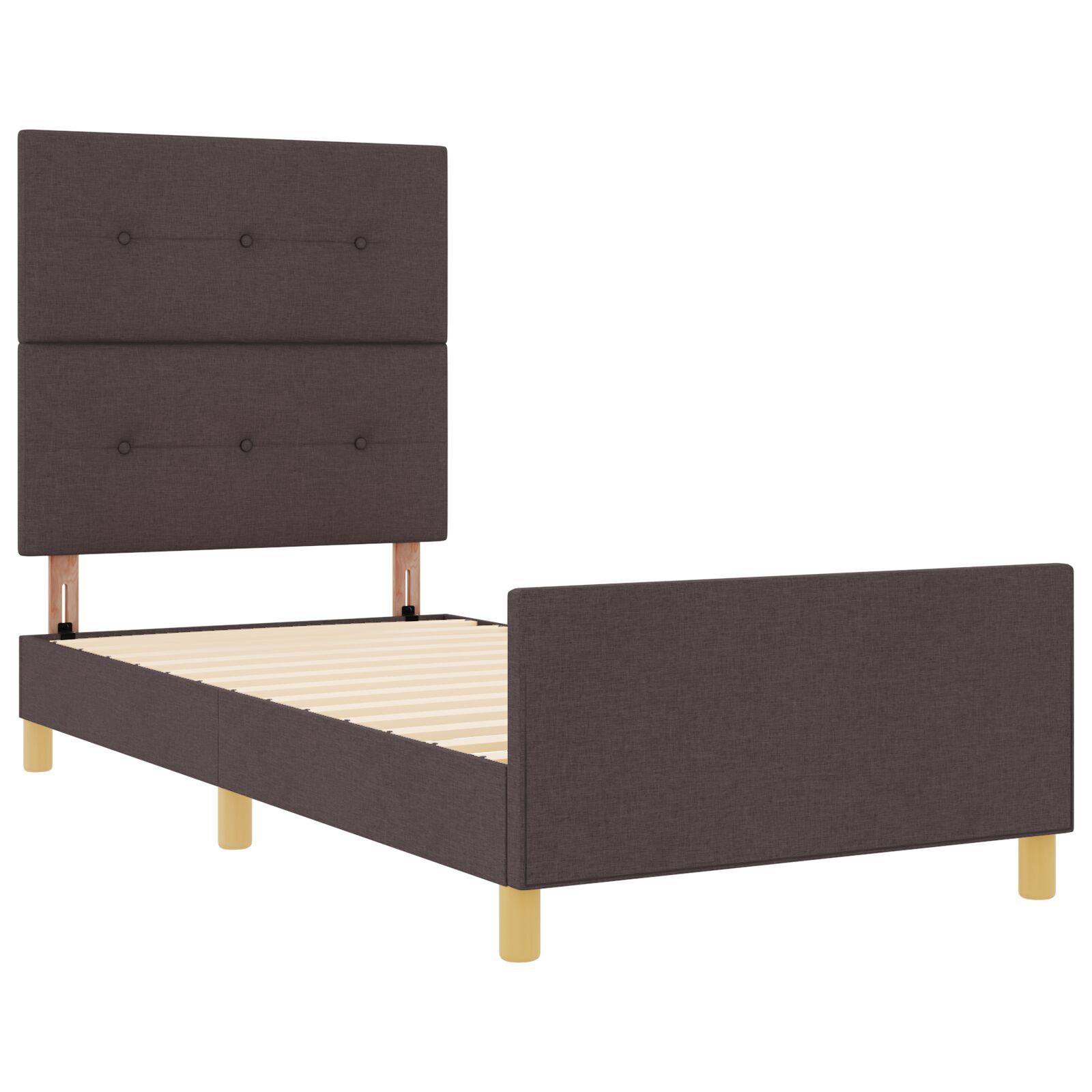 vidaXL Cadru de pat cu headboard Maro închis 90 x 200 cm țesătură vidaXL Cadru de pat cu headboard Maro închis 90 x 200 cm țesătură