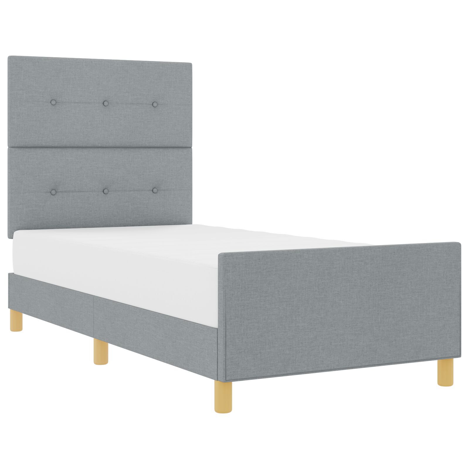 vidaXL Cadru de pat cu headboard Gri deschis 100 x 200 cm țesătură vidaXL Cadru de pat cu headboard Gri deschis 100 x 200 cm țesătură