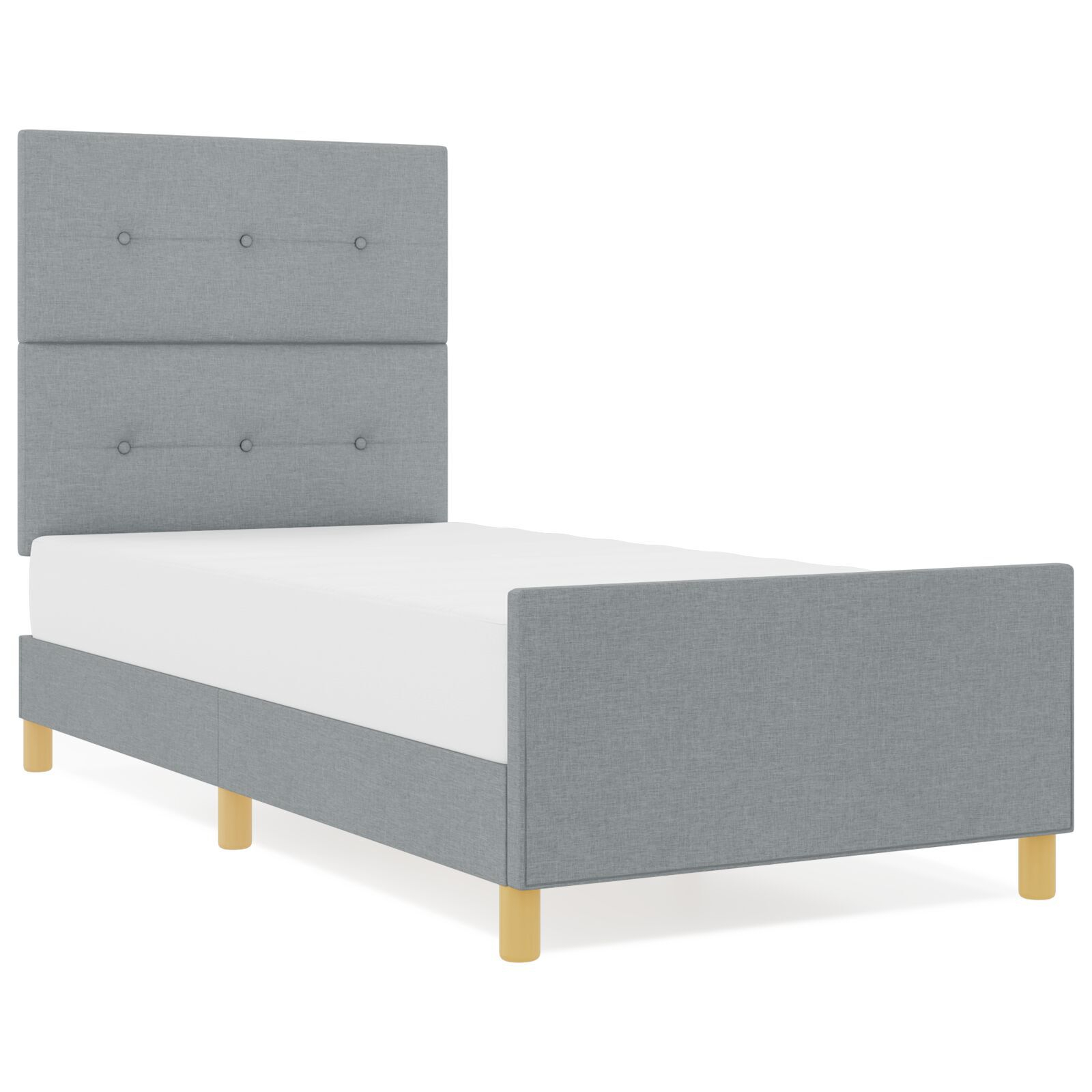 vidaXL Cadru de pat cu headboard Gri deschis 100 x 200 cm țesătură vidaXL Cadru de pat cu headboard Gri deschis 100 x 200 cm țesătură
