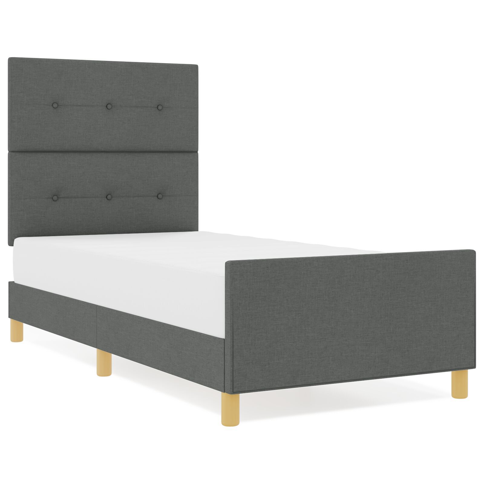 vidaXL Cadru de pat cu headboard Gri închis 100 x 200 cm țesătură vidaXL Cadru de pat cu headboard Gri închis 100 x 200 cm țesătură