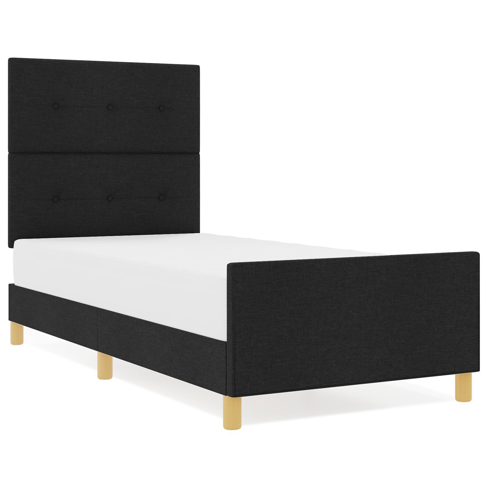 vidaXL Cadru de pat cu headboard Negru 100 x 200 cm țesătură vidaXL Cadru de pat cu headboard Negru 100 x 200 cm țesătură
