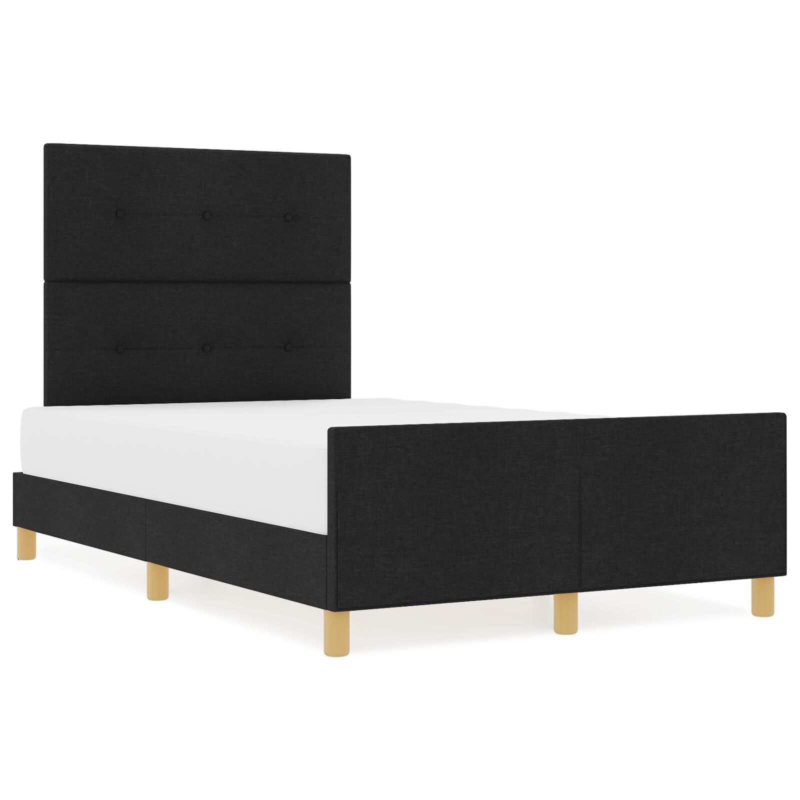 vidaXL Cadru de pat cu headboard Negru 120 x 190 cm țesătură vidaXL Cadru de pat cu headboard Negru 120 x 190 cm țesătură
