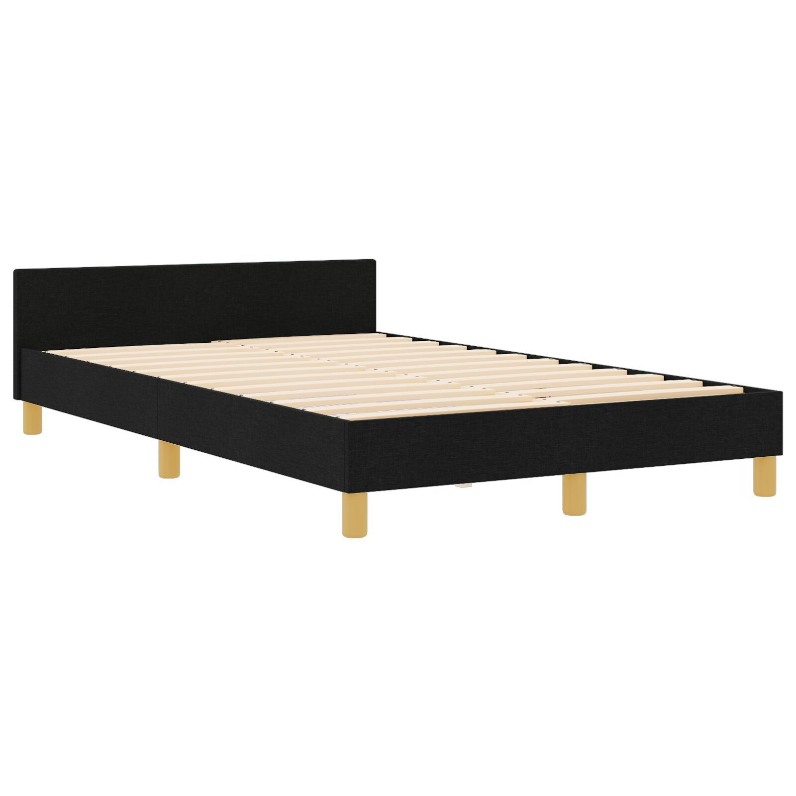 vidaXL Cadru de pat cu headboard Negru 120 x 200 cm țesătură vidaXL Cadru de pat cu headboard Negru 120 x 200 cm țesătură
