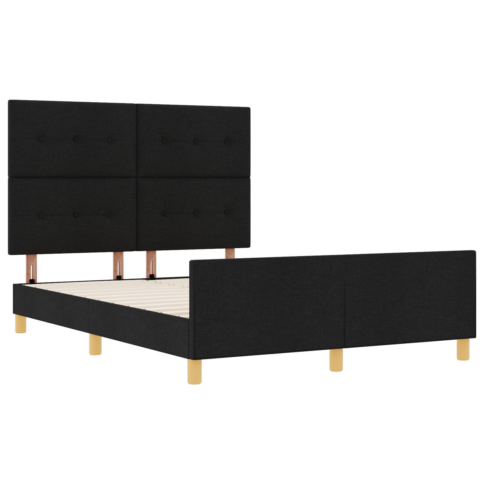 vidaXL Cadru de pat cu headboard Negru 140 x 190 cm țesătură vidaXL Cadru de pat cu headboard Negru 140 x 190 cm țesătură