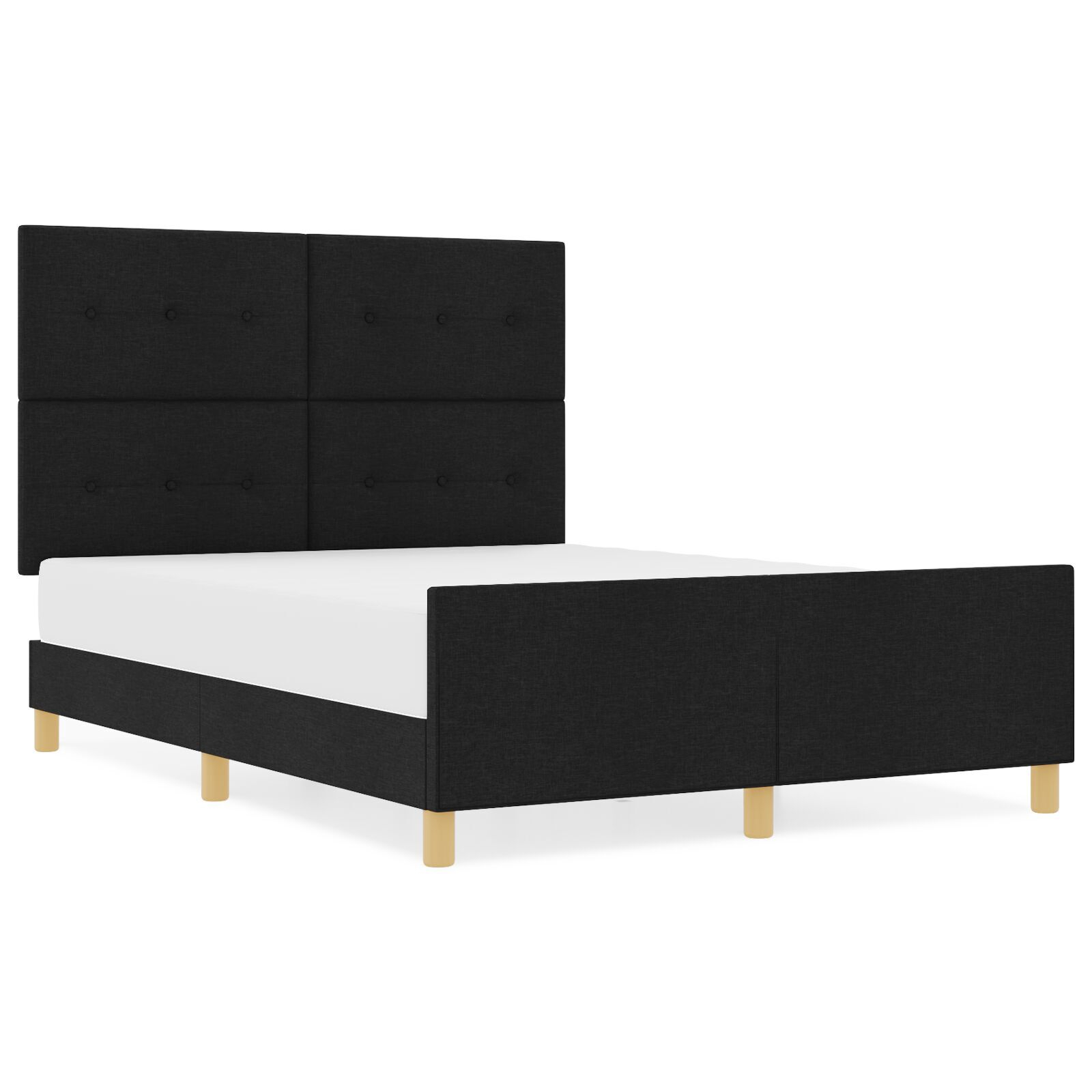 vidaXL Cadru de pat cu headboard Negru 140 x 200 cm țesătură vidaXL Cadru de pat cu headboard Negru 140 x 200 cm țesătură