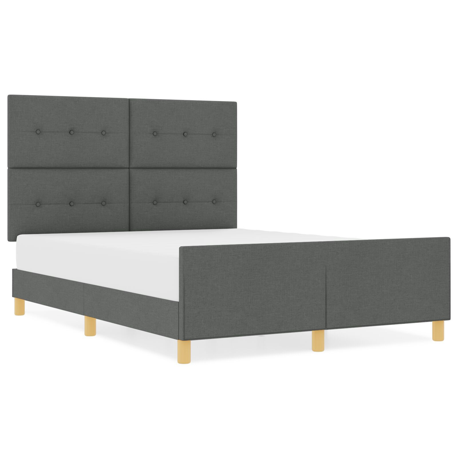 vidaXL Cadru de pat cu headboard Gri închis 160 x 200 cm țesătură vidaXL Cadru de pat cu headboard Gri închis 160 x 200 cm țesătură