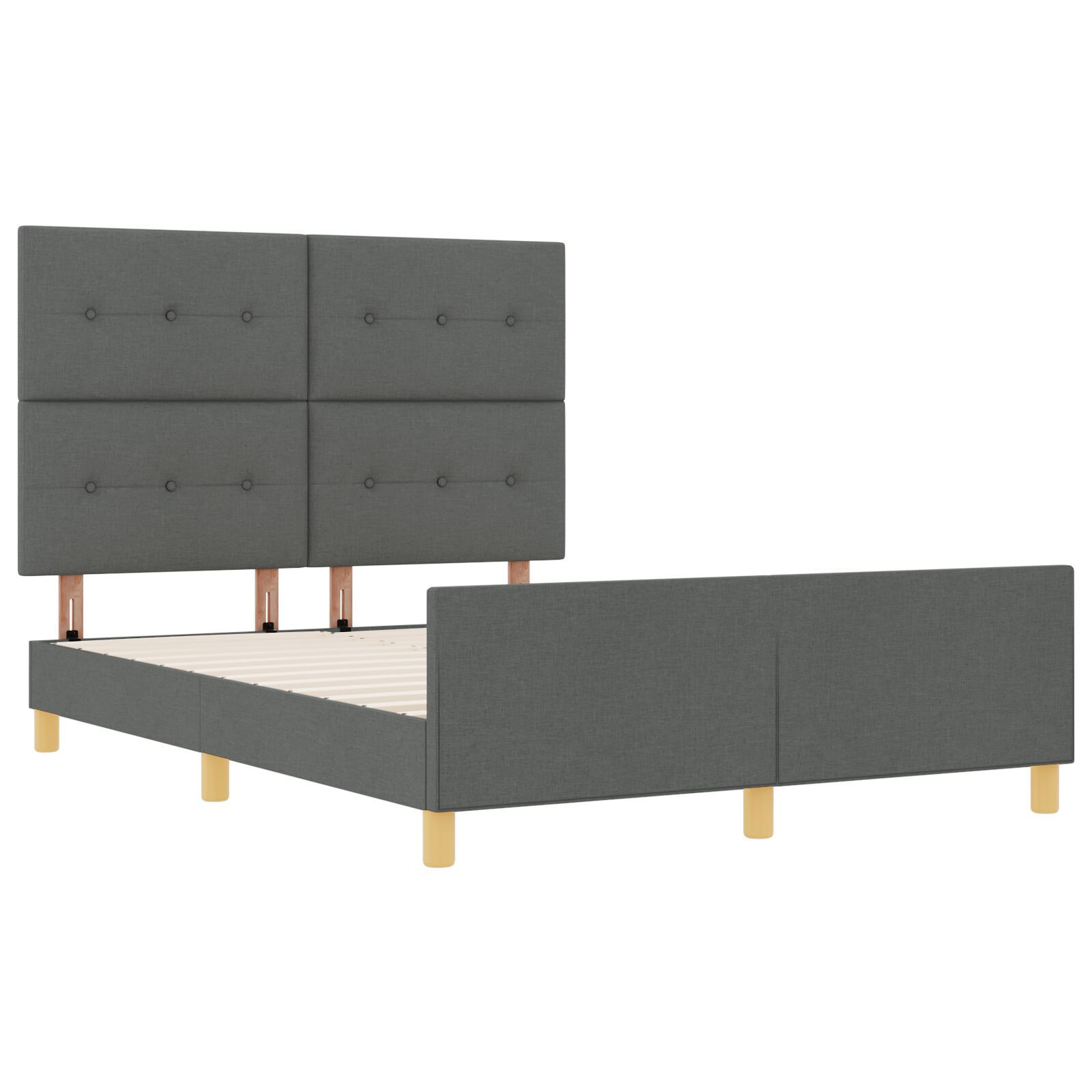 vidaXL Cadru de pat cu headboard Gri închis 160 x 200 cm țesătură vidaXL Cadru de pat cu headboard Gri închis 160 x 200 cm țesătură