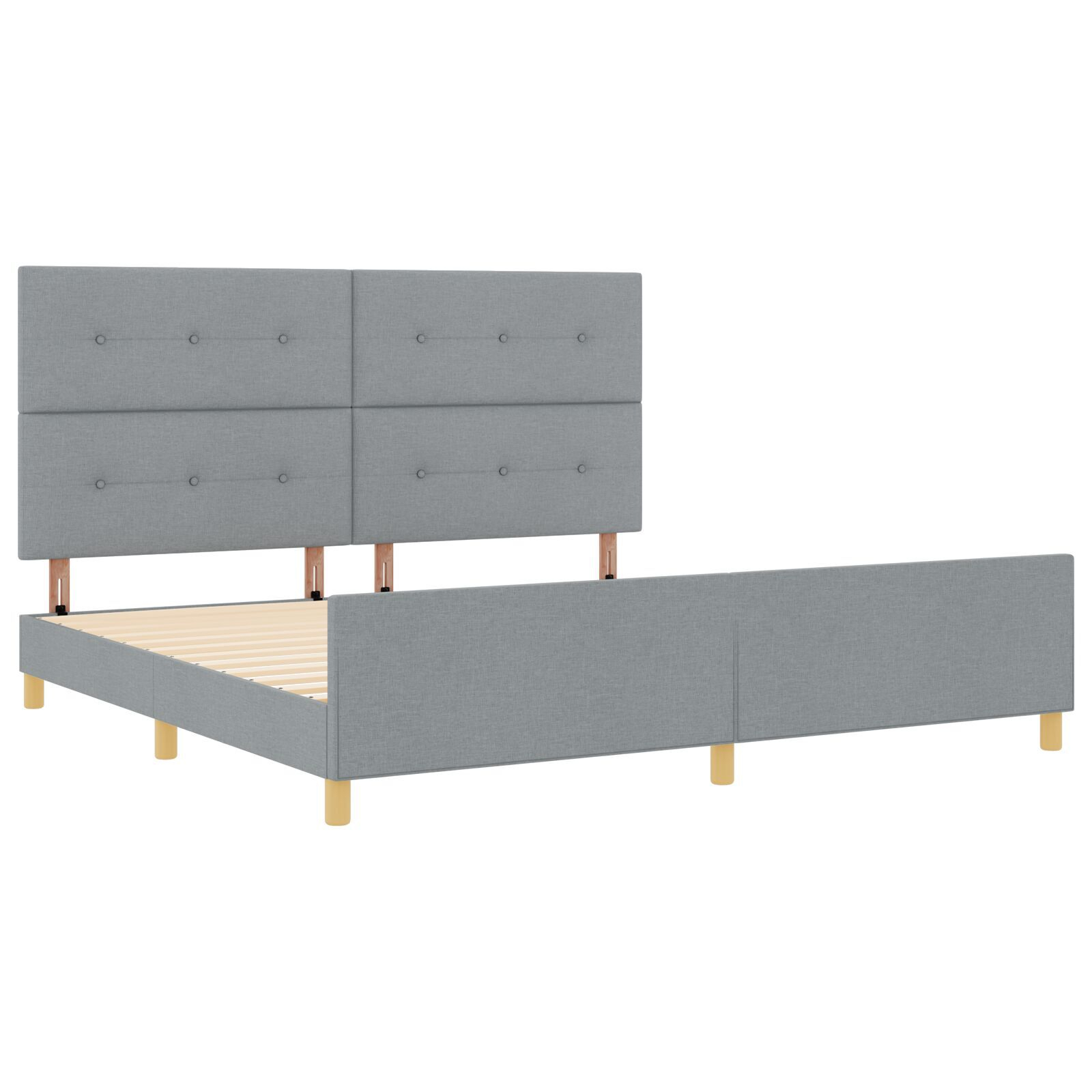 vidaXL Cadru de pat cu headboard Gri deschis 200 x 200 cm țesătură vidaXL Cadru de pat cu headboard Gri deschis 200 x 200 cm țesătură