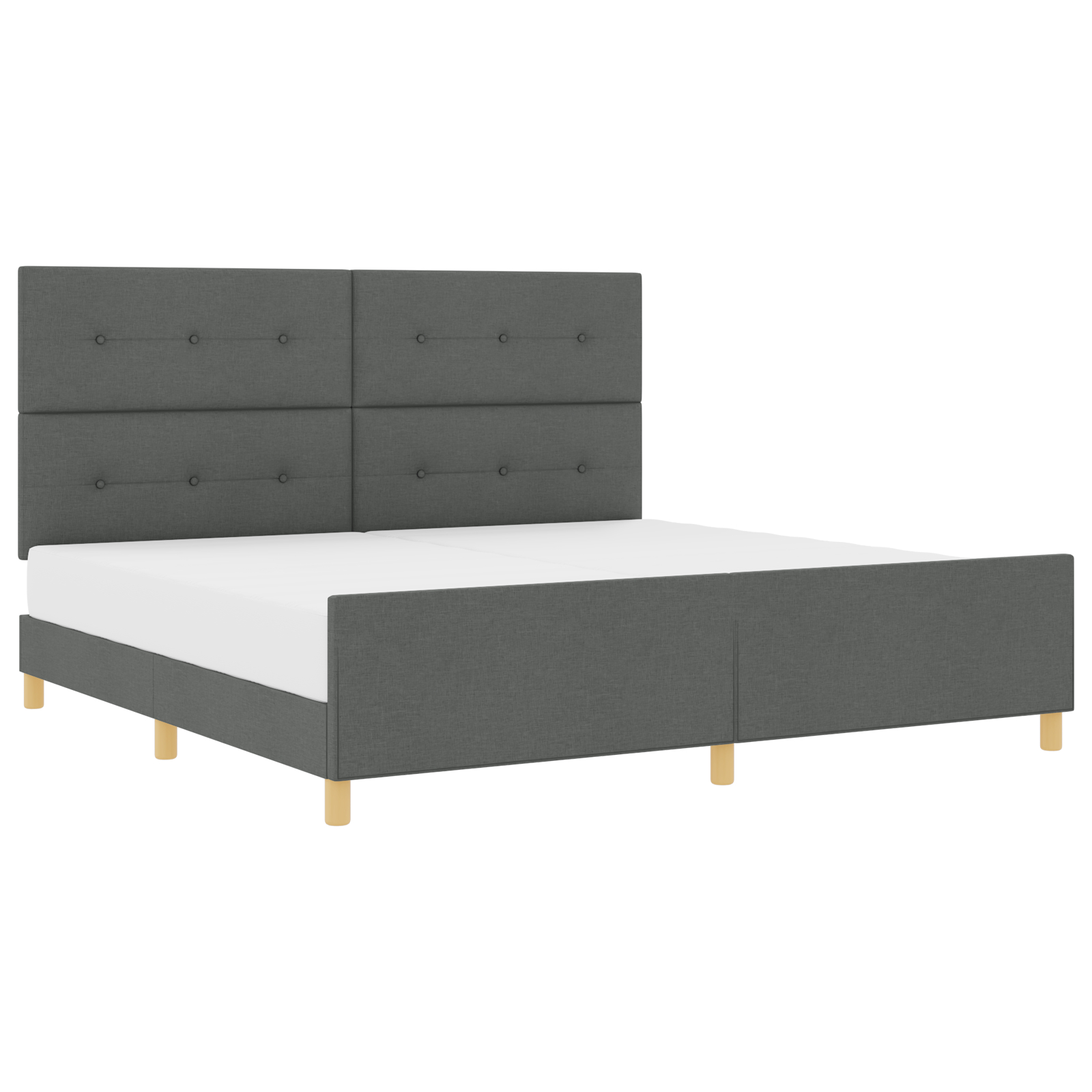 vidaXL Cadru de pat cu headboard Gri închis 200 x 200 cm țesătură vidaXL Cadru de pat cu headboard Gri închis 200 x 200 cm țesătură