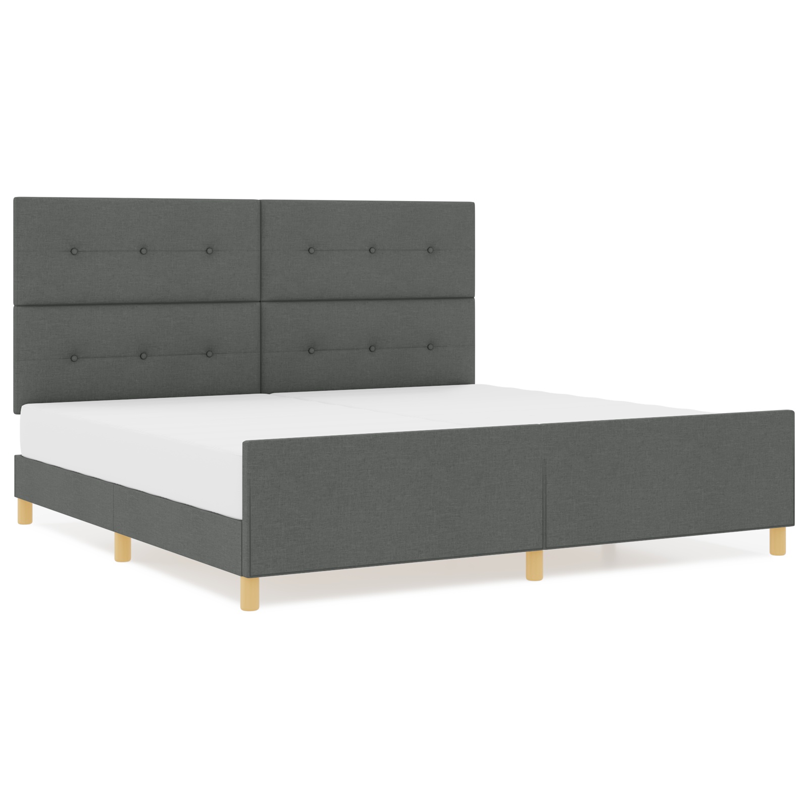 vidaXL Cadru de pat cu headboard Gri închis 200 x 200 cm țesătură vidaXL Cadru de pat cu headboard Gri închis 200 x 200 cm țesătură