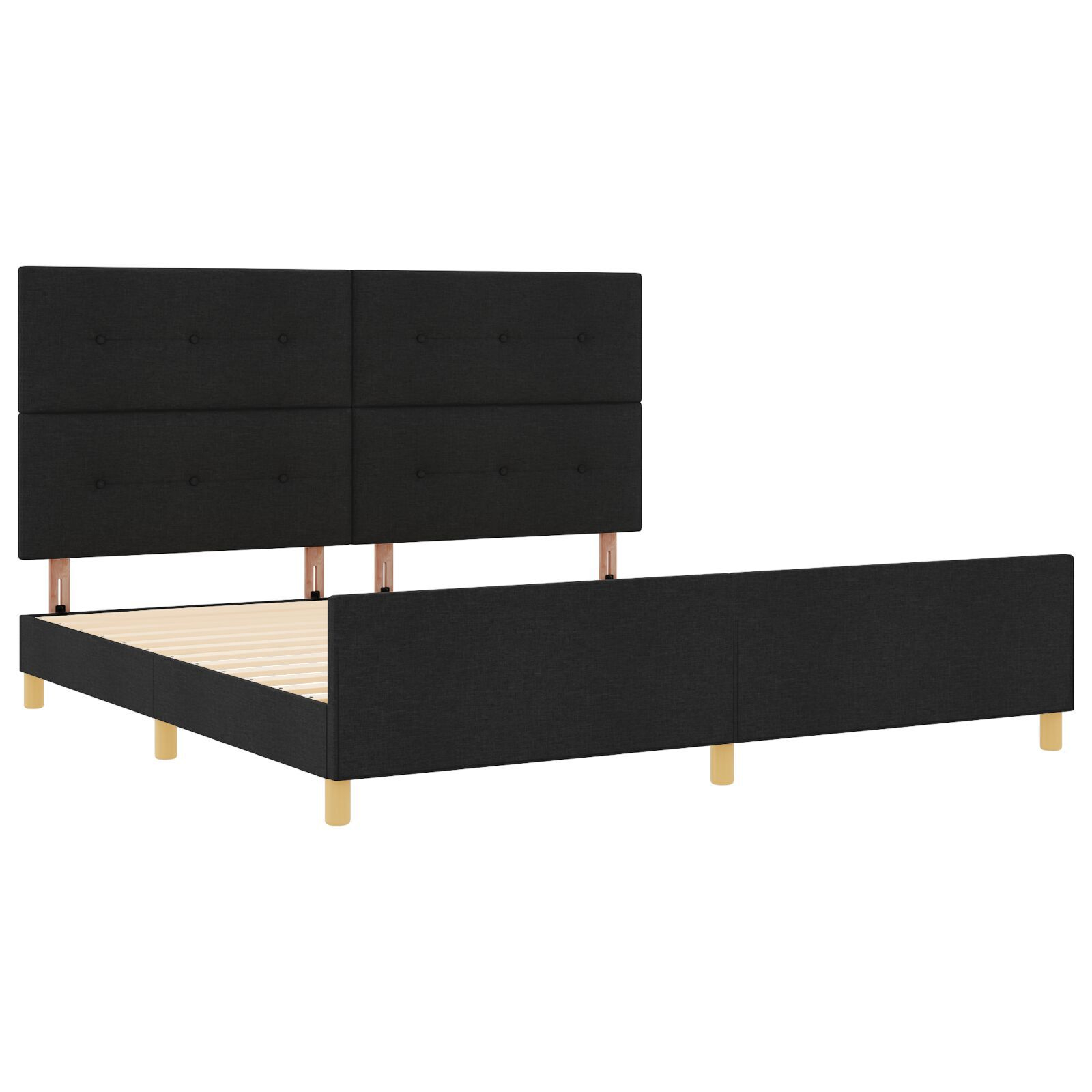 vidaXL Cadru de pat cu headboard Negru 200 x 200 cm țesătură vidaXL Cadru de pat cu headboard Negru 200 x 200 cm țesătură