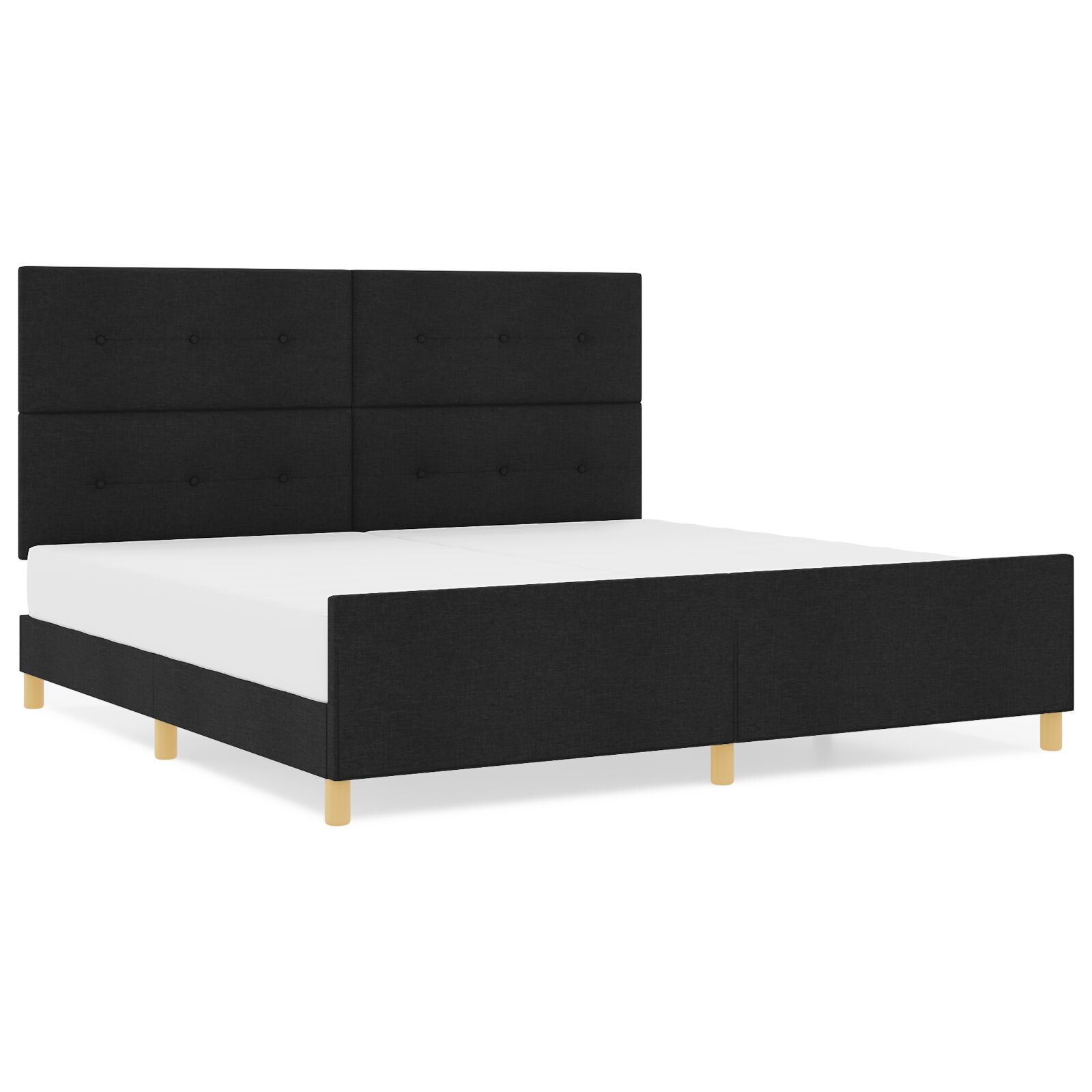 vidaXL Cadru de pat cu headboard Negru 200 x 200 cm țesătură vidaXL Cadru de pat cu headboard Negru 200 x 200 cm țesătură