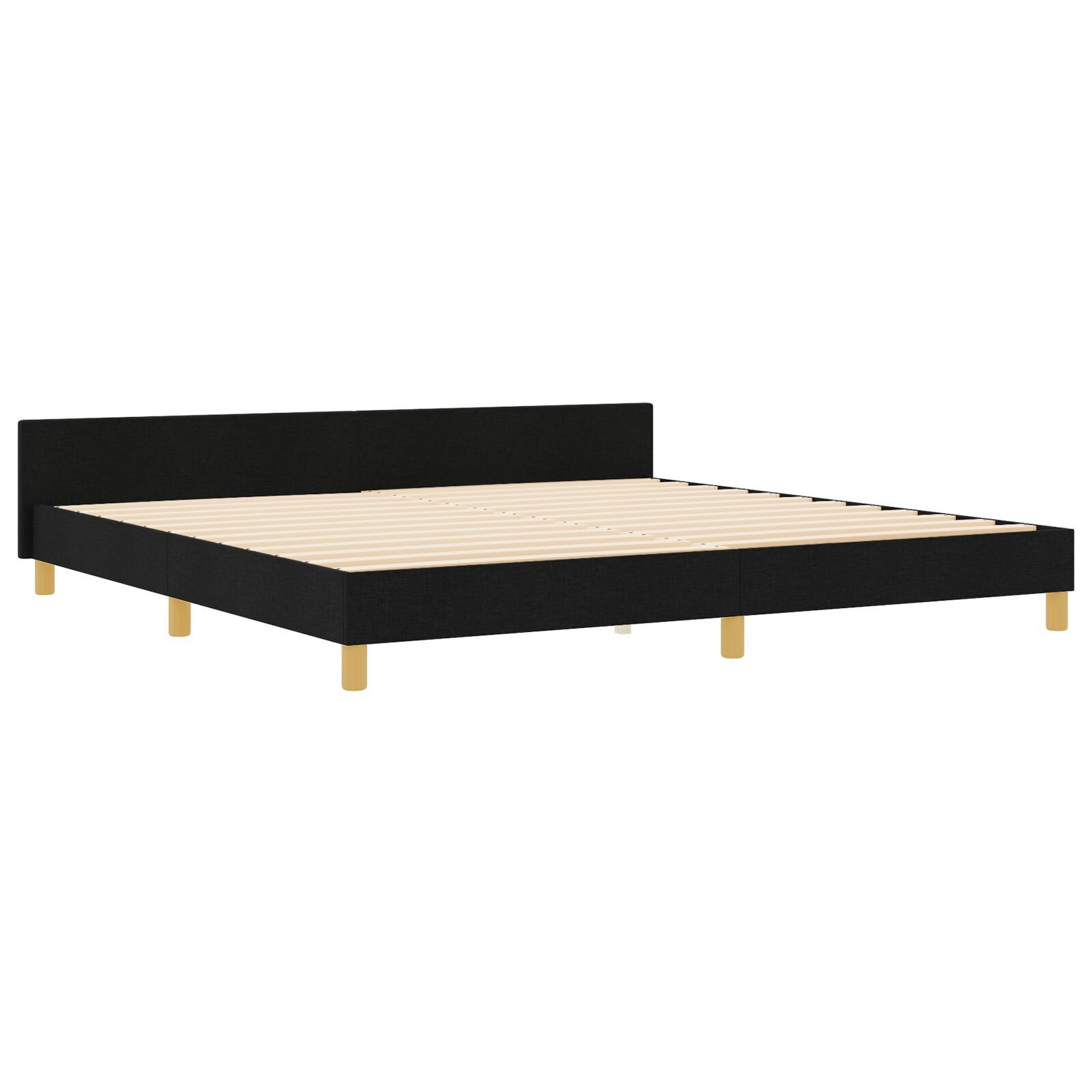 vidaXL Cadru de pat cu headboard Negru 200 x 200 cm țesătură vidaXL Cadru de pat cu headboard Negru 200 x 200 cm țesătură