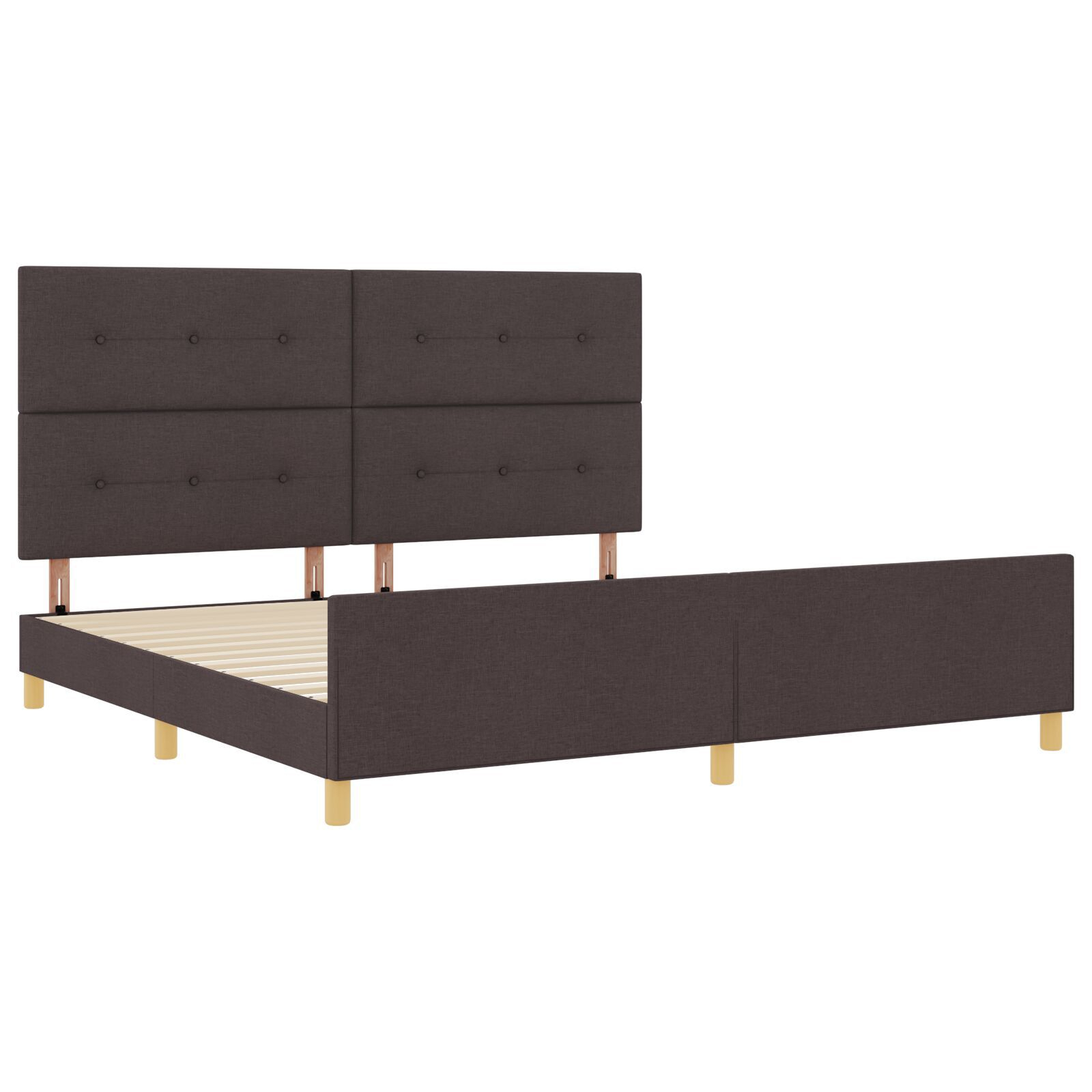 vidaXL Cadru de pat cu headboard Maro închis 200 x 200 cm țesătură
