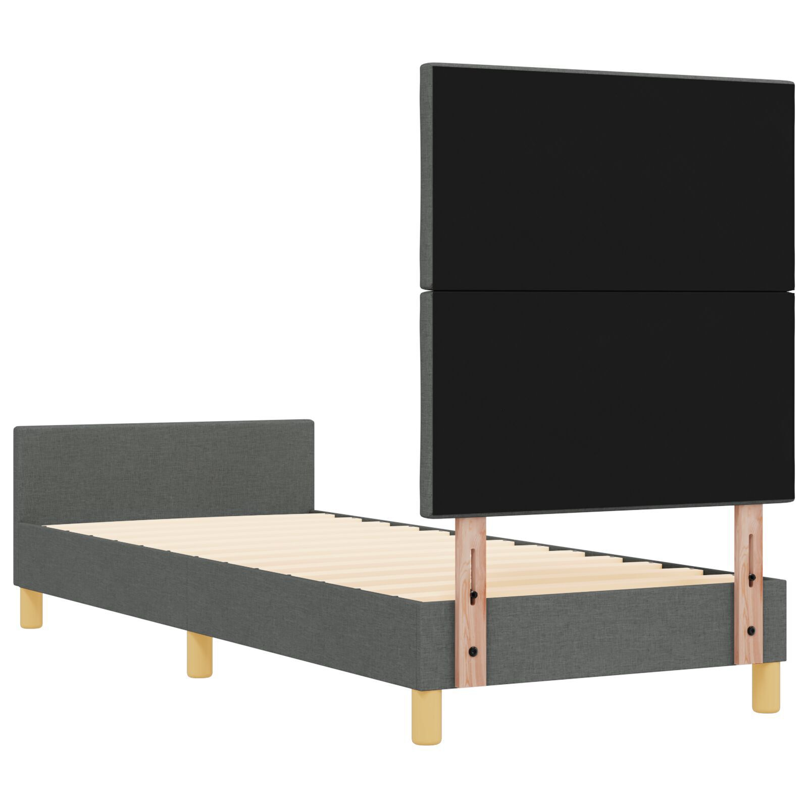 vidaXL Cadru de pat cu headboard Gri închis 80 x 200 cm țesătură vidaXL Cadru de pat cu headboard Gri închis 80 x 200 cm țesătură