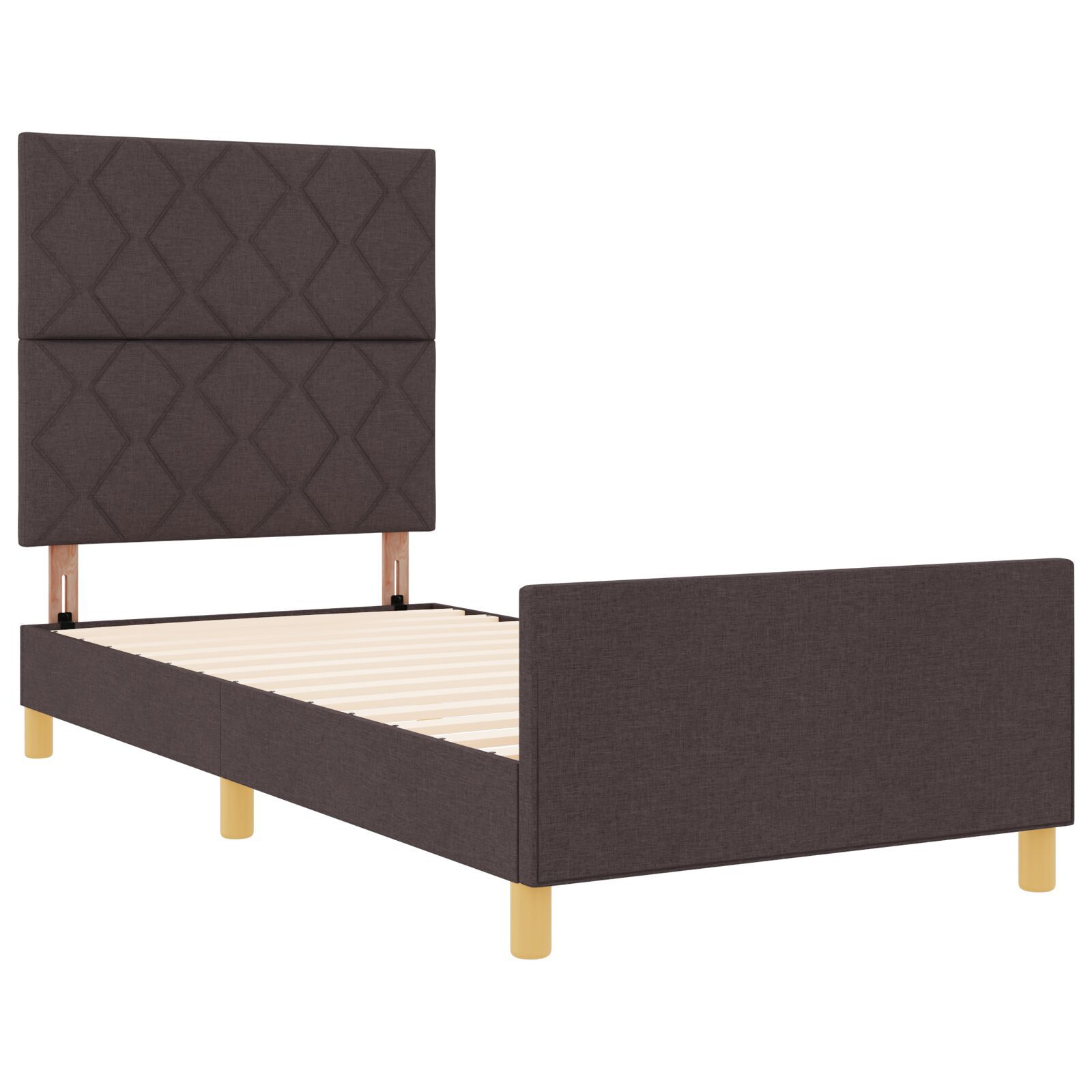 vidaXL Cadru de pat cu headboard Maro închis 90 x 200 cm țesătură vidaXL Cadru de pat cu headboard Maro închis 90 x 200 cm țesătură