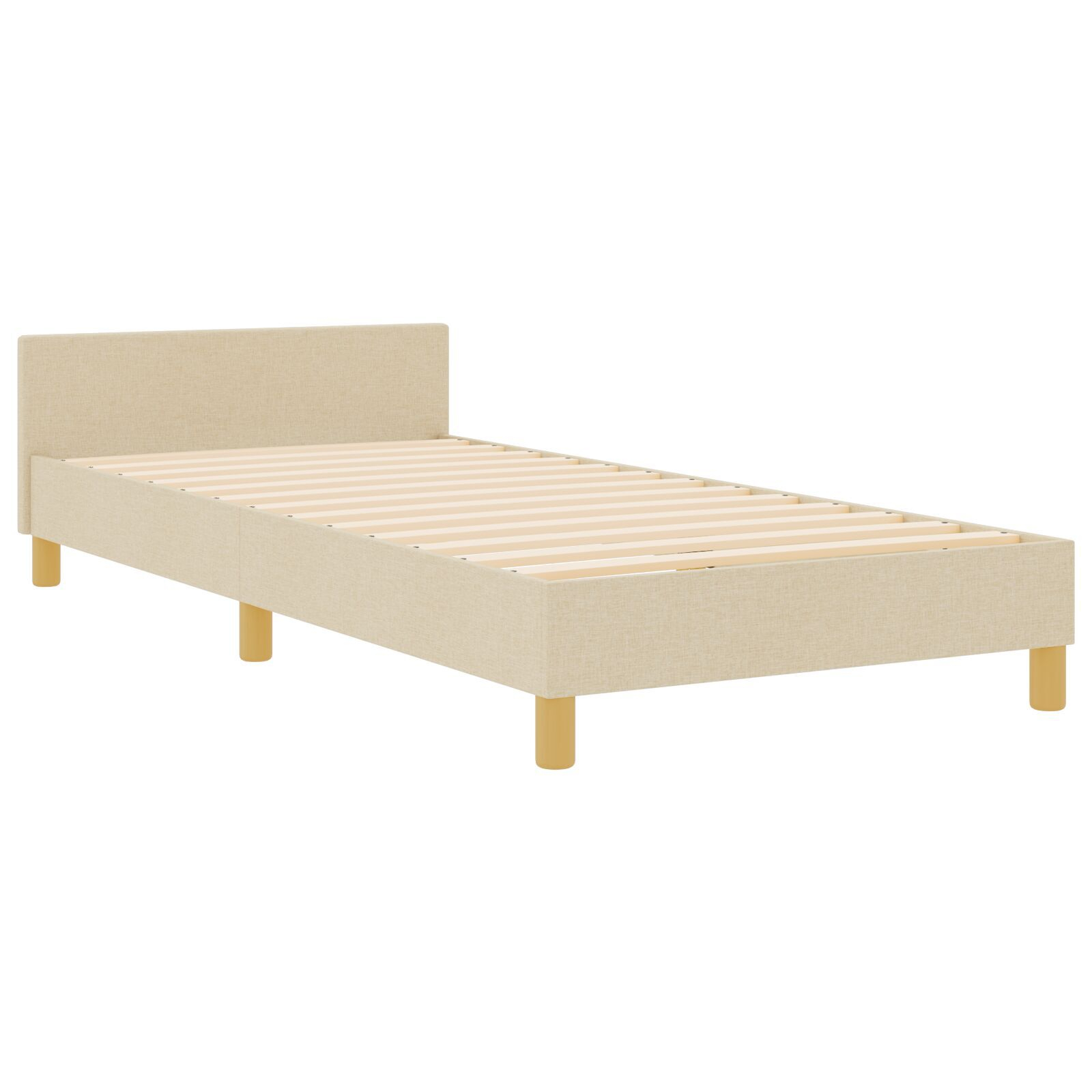 vidaXL Cadru de pat cu headboard Crem 90 x 200 cm țesătură vidaXL Cadru de pat cu headboard Crem 90 x 200 cm țesătură
