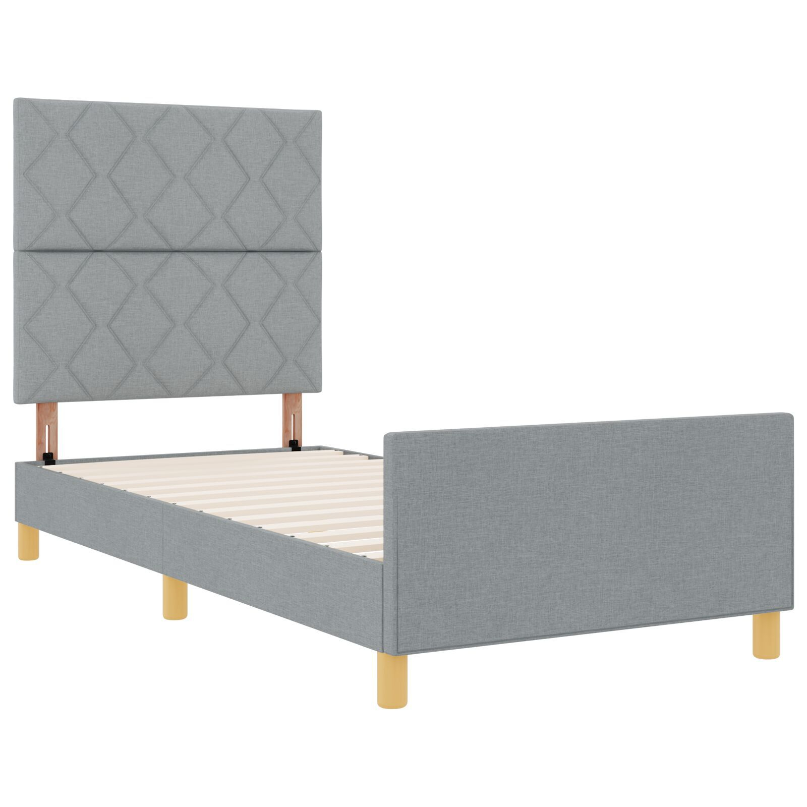 vidaXL Cadru de pat cu headboard Gri deschis 100 x 200 cm țesătură vidaXL Cadru de pat cu headboard Gri deschis 100 x 200 cm țesătură