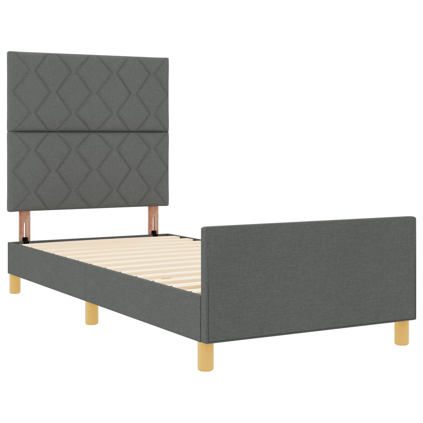 vidaXL Cadru de pat cu headboard Gri închis 100 x 200 cm țesătură vidaXL Cadru de pat cu headboard Gri închis 100 x 200 cm țesătură