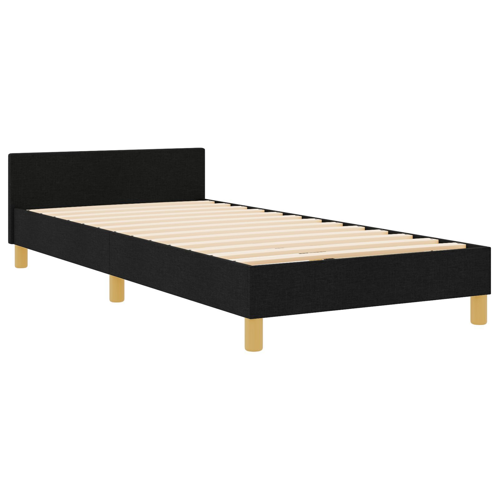 vidaXL Cadru de pat cu headboard Negru 100 x 200 cm țesătură vidaXL Cadru de pat cu headboard Negru 100 x 200 cm țesătură
