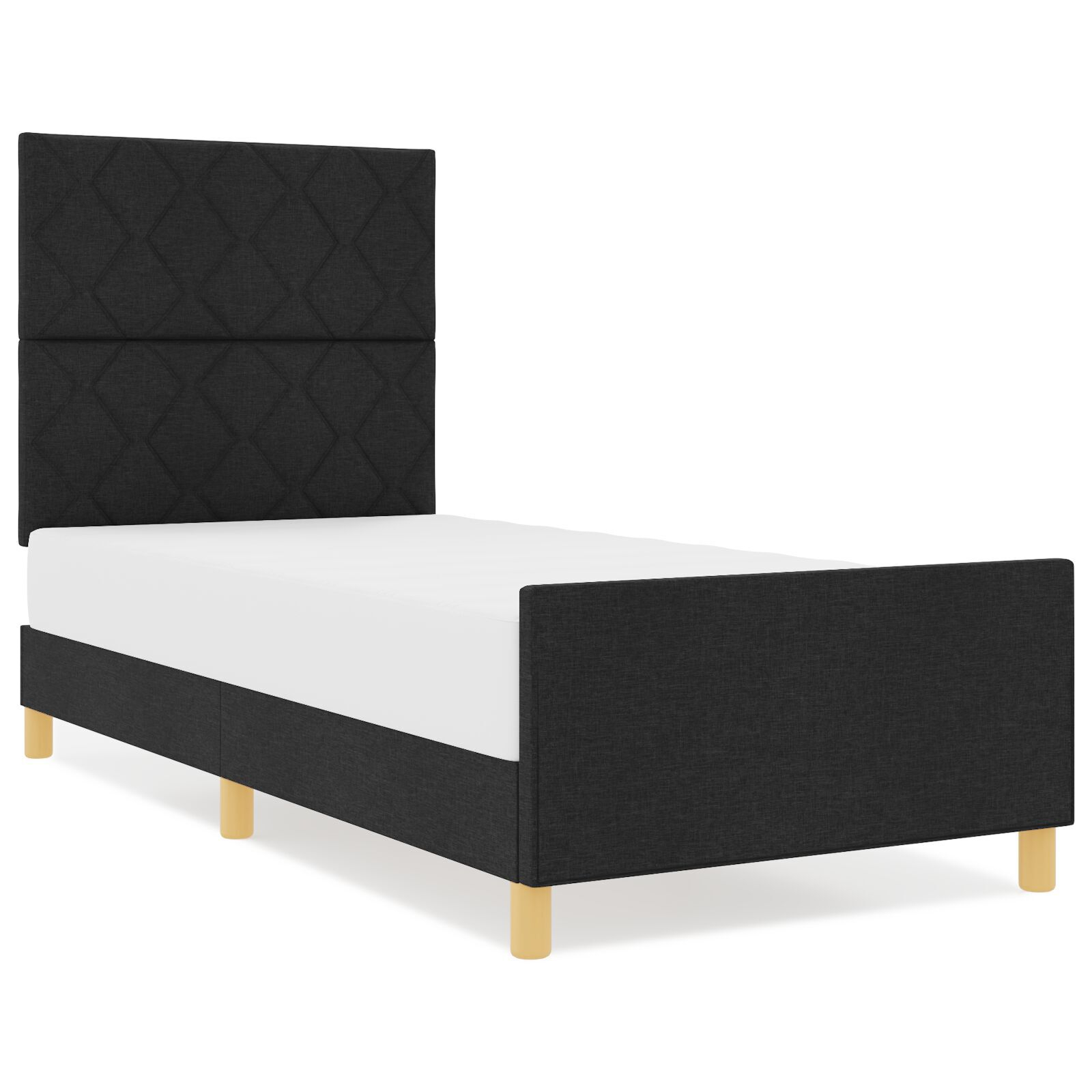 vidaXL Cadru de pat cu headboard Negru 100 x 200 cm țesătură vidaXL Cadru de pat cu headboard Negru 100 x 200 cm țesătură