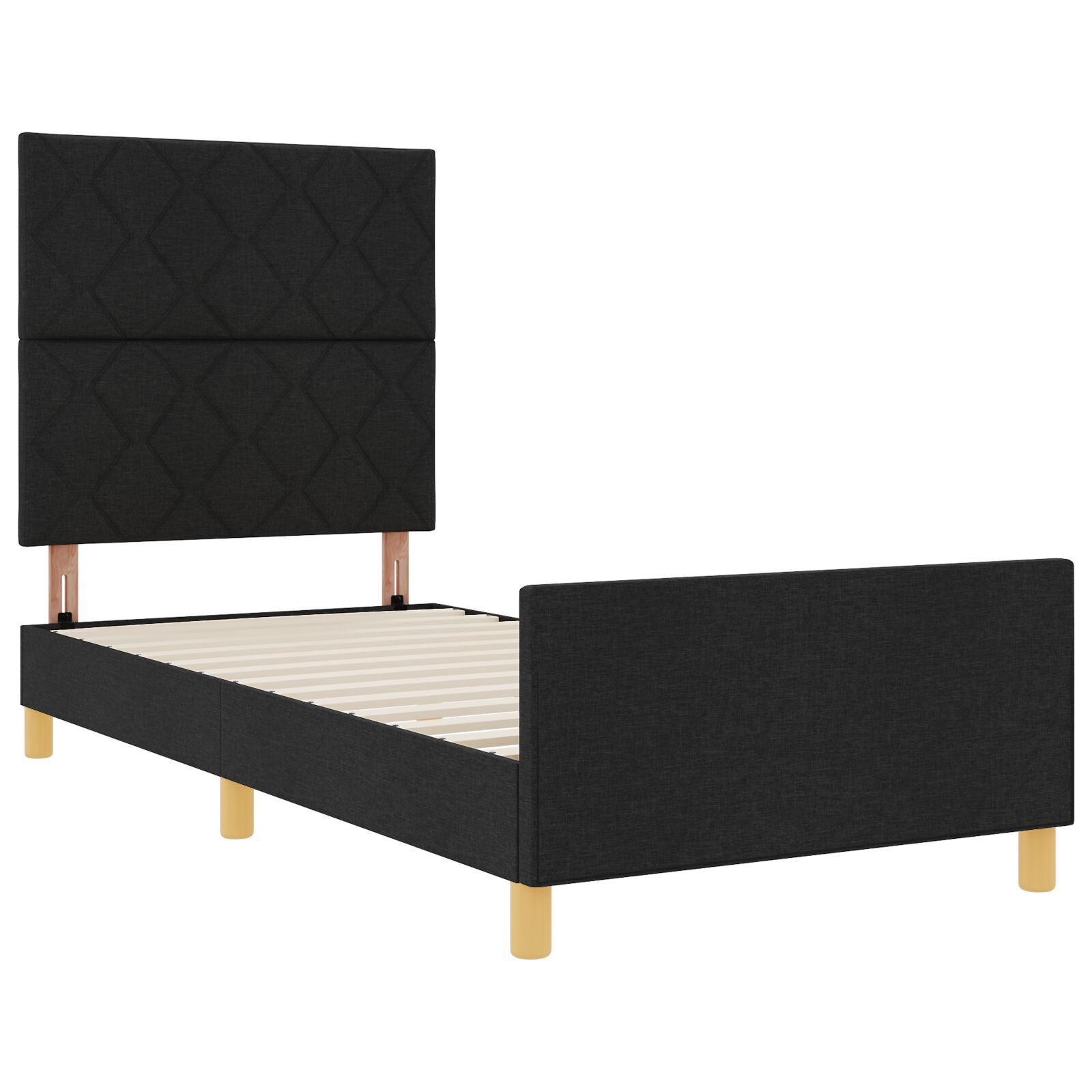 vidaXL Cadru de pat cu headboard Negru 100 x 200 cm țesătură vidaXL Cadru de pat cu headboard Negru 100 x 200 cm țesătură