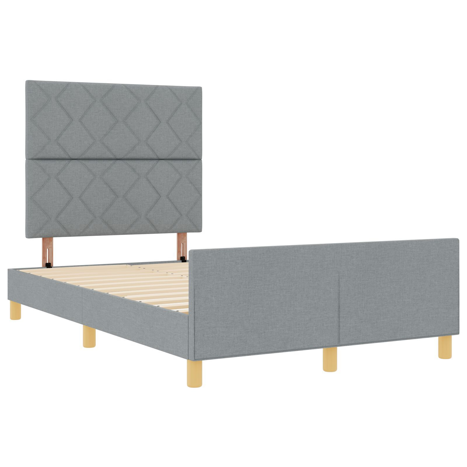 vidaXL Cadru de pat cu headboard Gri deschis 120 x 190 cm țesătură vidaXL Cadru de pat cu headboard Gri deschis 120 x 190 cm țesătură