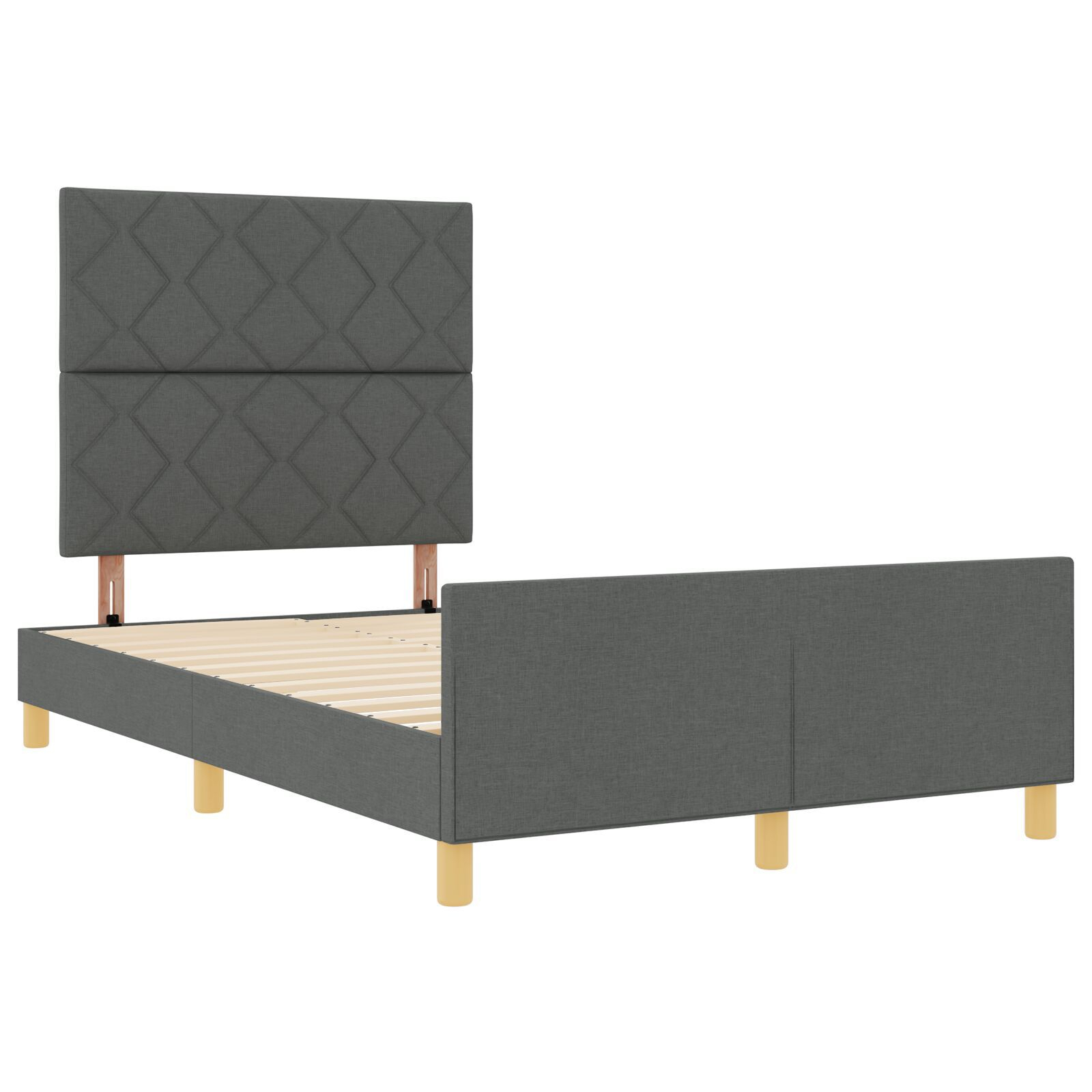 vidaXL Cadru de pat cu headboard Gri închis 120 x 190 cm țesătură vidaXL Cadru de pat cu headboard Gri închis 120 x 190 cm țesătură