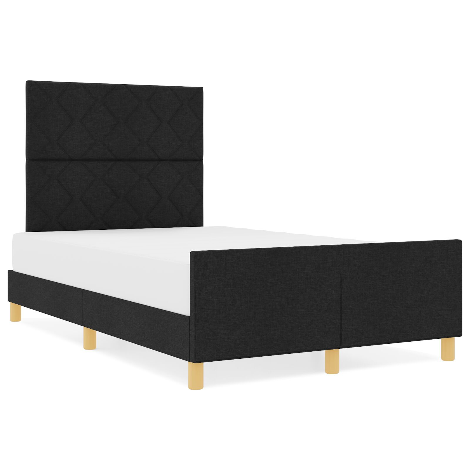vidaXL Cadru de pat cu headboard Negru 120 x 200 cm țesătură vidaXL Cadru de pat cu headboard Negru 120 x 200 cm țesătură