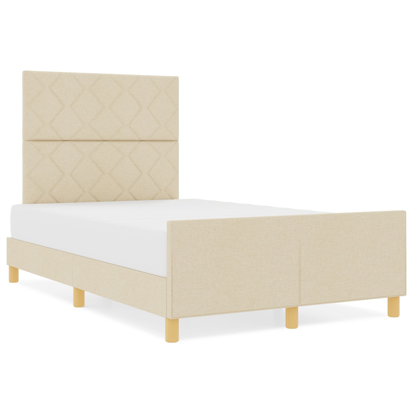 vidaXL Cadru de pat cu headboard Crem 120 x 200 cm țesătură vidaXL Cadru de pat cu headboard Crem 120 x 200 cm țesătură