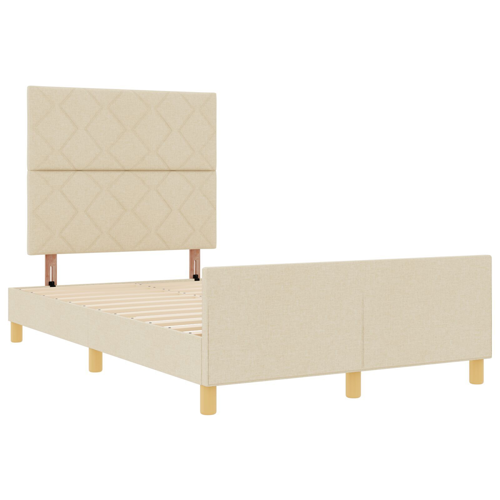 vidaXL Cadru de pat cu headboard Crem 120 x 200 cm țesătură vidaXL Cadru de pat cu headboard Crem 120 x 200 cm țesătură