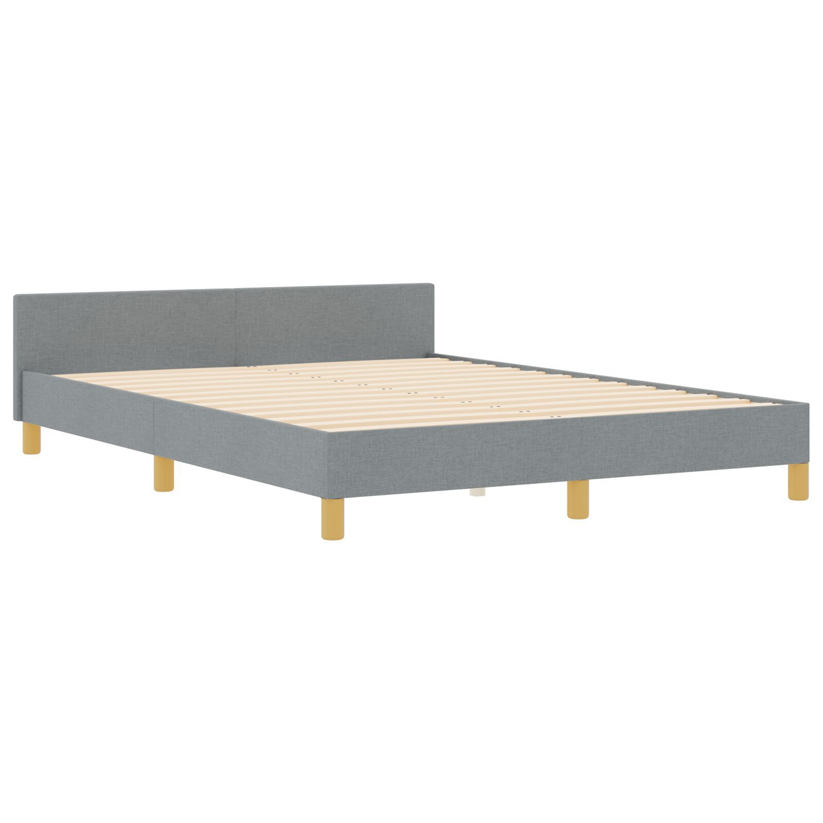 vidaXL Cadru de pat cu headboard Gri deschis 140 x 190 cm țesătură vidaXL Cadru de pat cu headboard Gri deschis 140 x 190 cm țesătură