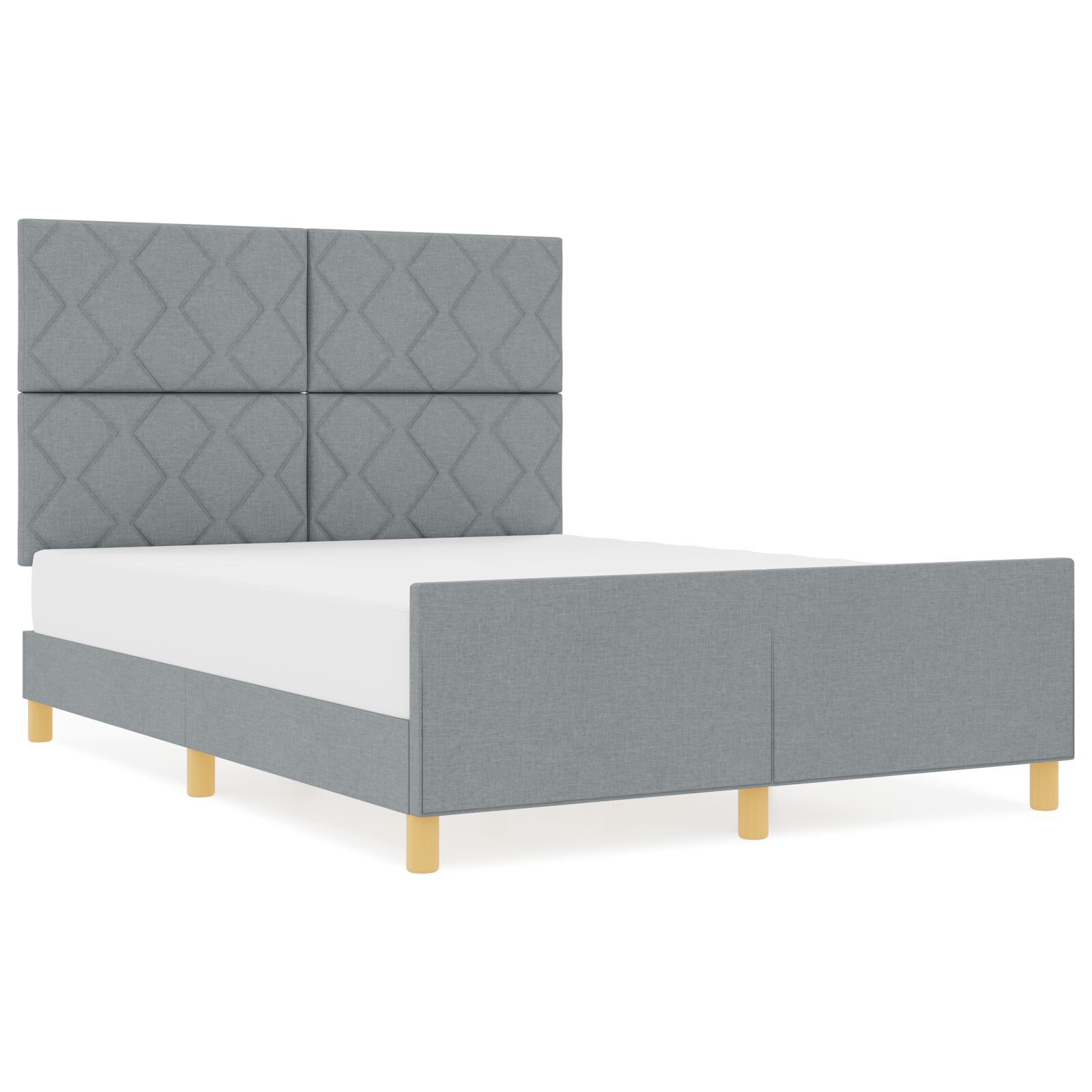 vidaXL Cadru de pat cu headboard Gri deschis 140 x 200 cm țesătură vidaXL Cadru de pat cu headboard Gri deschis 140 x 200 cm țesătură