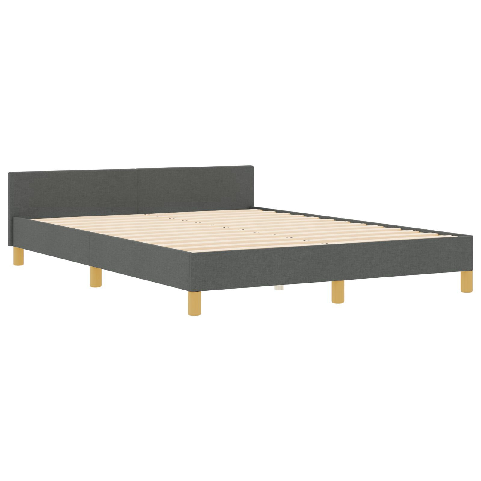 vidaXL Cadru de pat cu headboard Gri închis 160 x 200 cm țesătură vidaXL Cadru de pat cu headboard Gri închis 160 x 200 cm țesătură