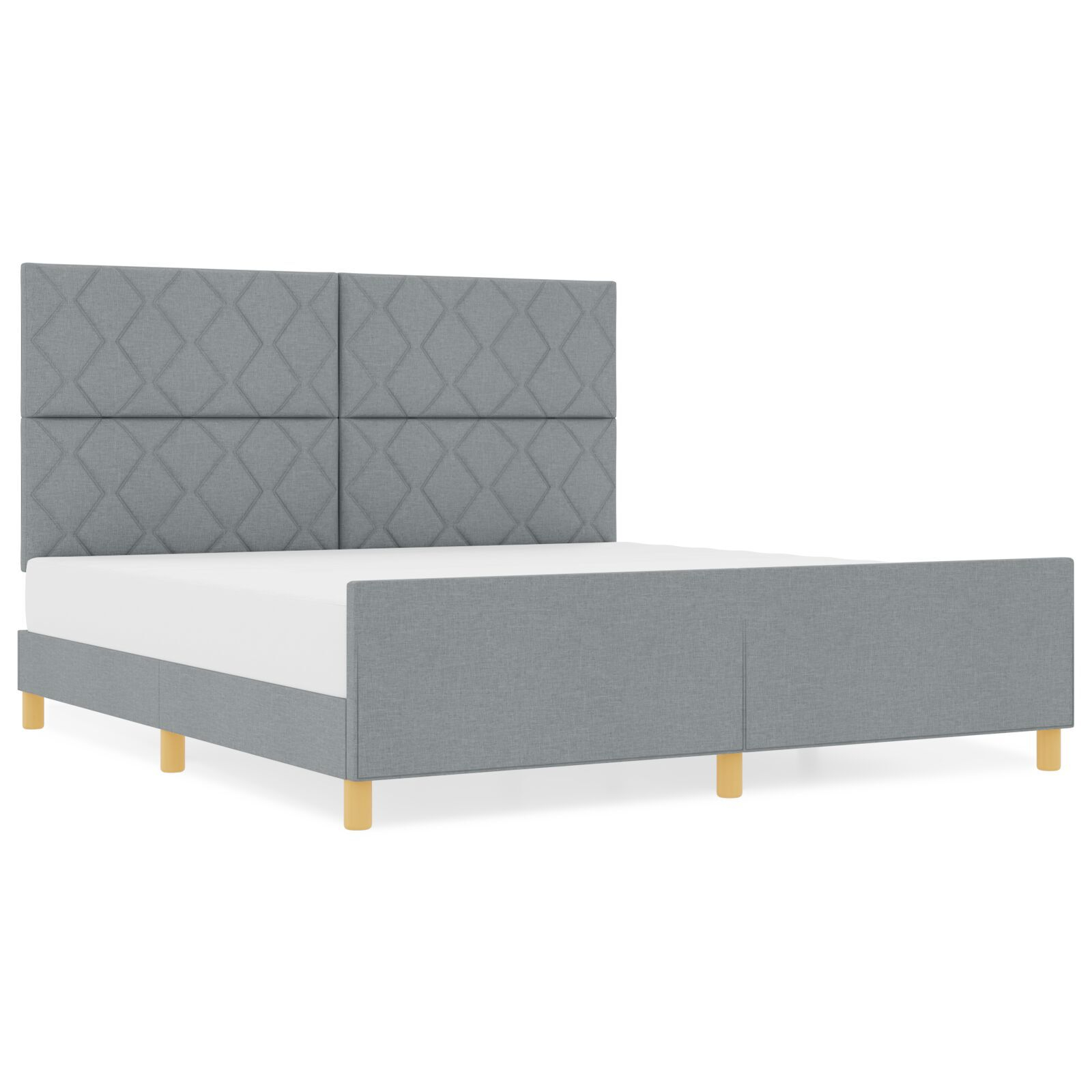 vidaXL Cadru de pat cu headboard Gri deschis 180 x 200 cm țesătură vidaXL Cadru de pat cu headboard Gri deschis 180 x 200 cm țesătură